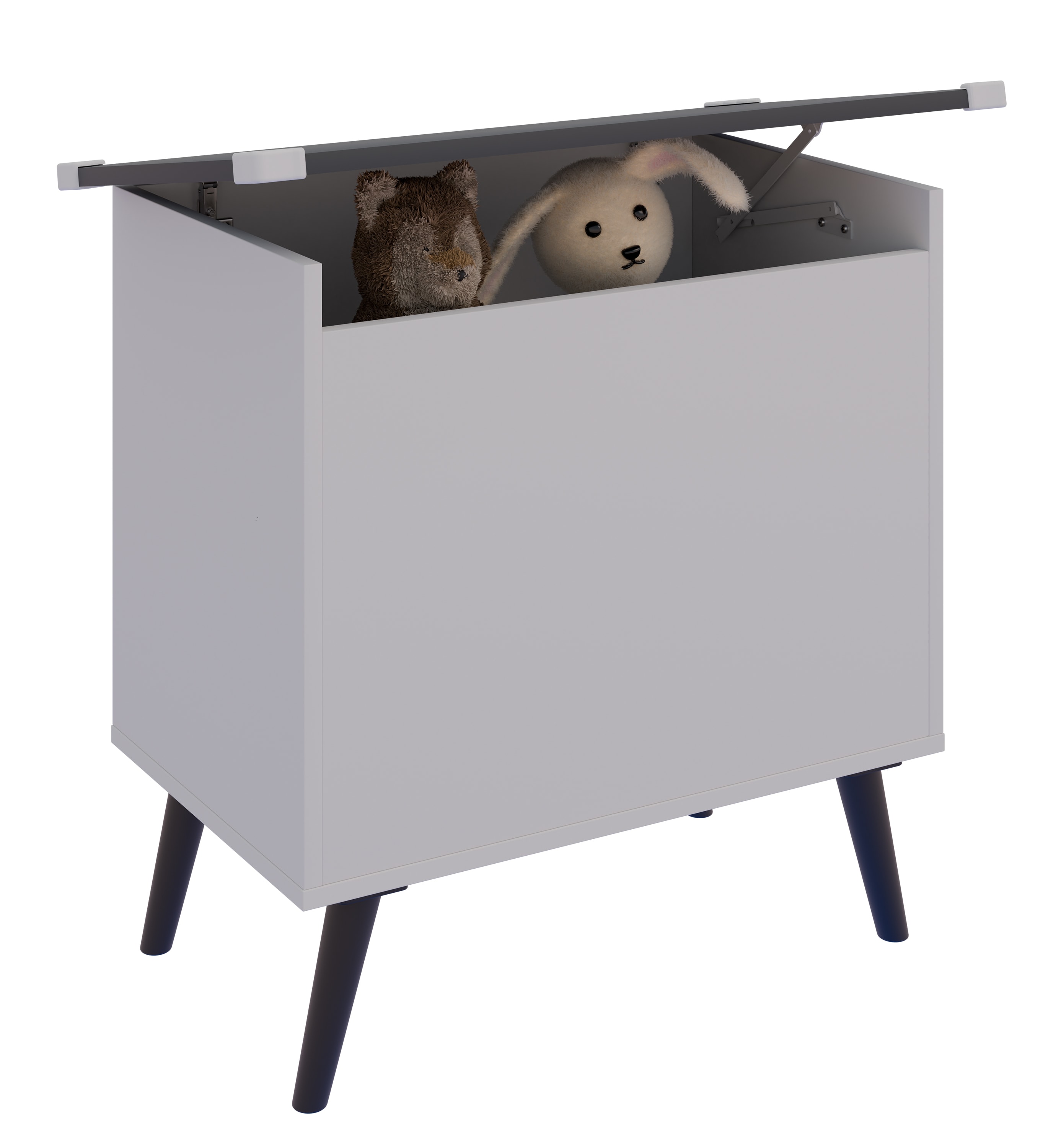 Sitztruhe VCM "Holz Sitztruhe Sitzbank Truhe Kiste Bosula L", grau (weiß, anthrazit), Obermaterial: 100% Holz Wood., Sitzbänke