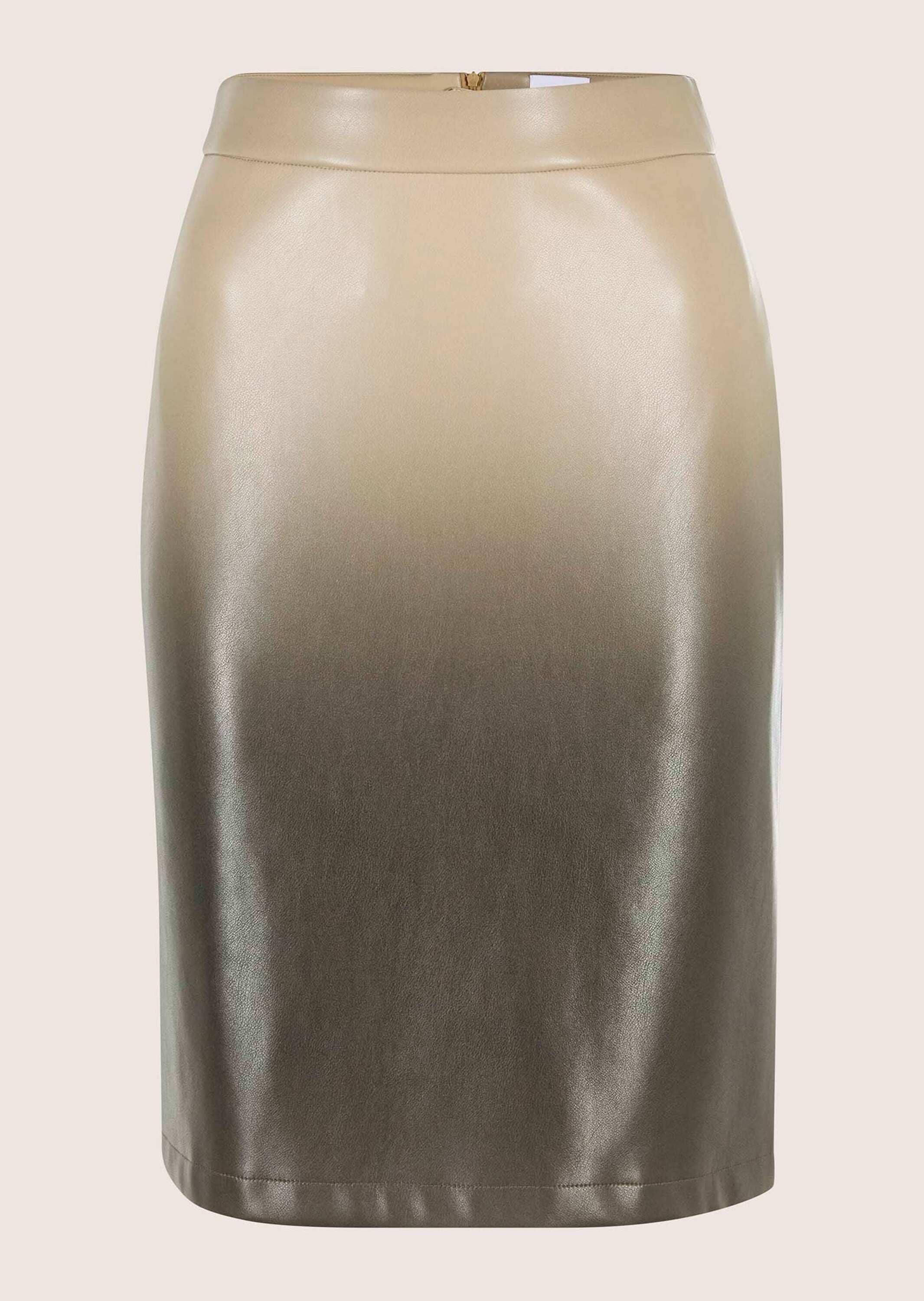 Sommerrock MADELEINE "Lederrock Eleganter Rock aus Leder-Imitat", Damen, Gr. 44, beige (beige, bleigrau), Obermaterial: 100% Polyester PES., Röcke