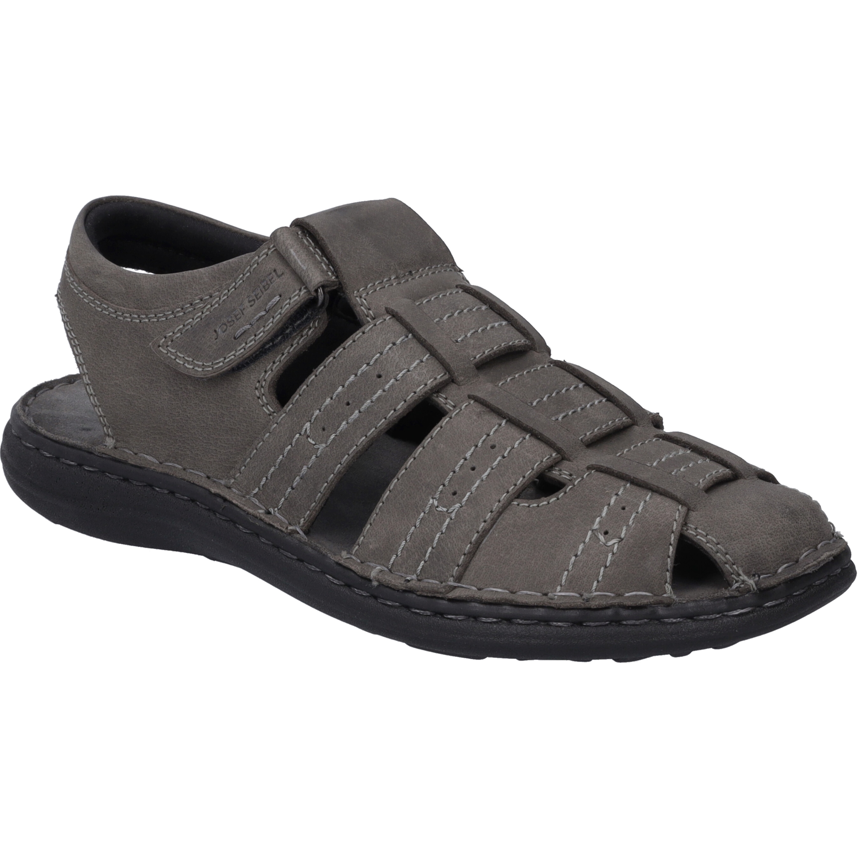 Sandale JOSEF SEIBEL "Vincent 06, asphalt", Herren, Gr. 45, grau (asphalt), Obermaterial: 100% Rindsleder Leather cow., Schuhe Sandale