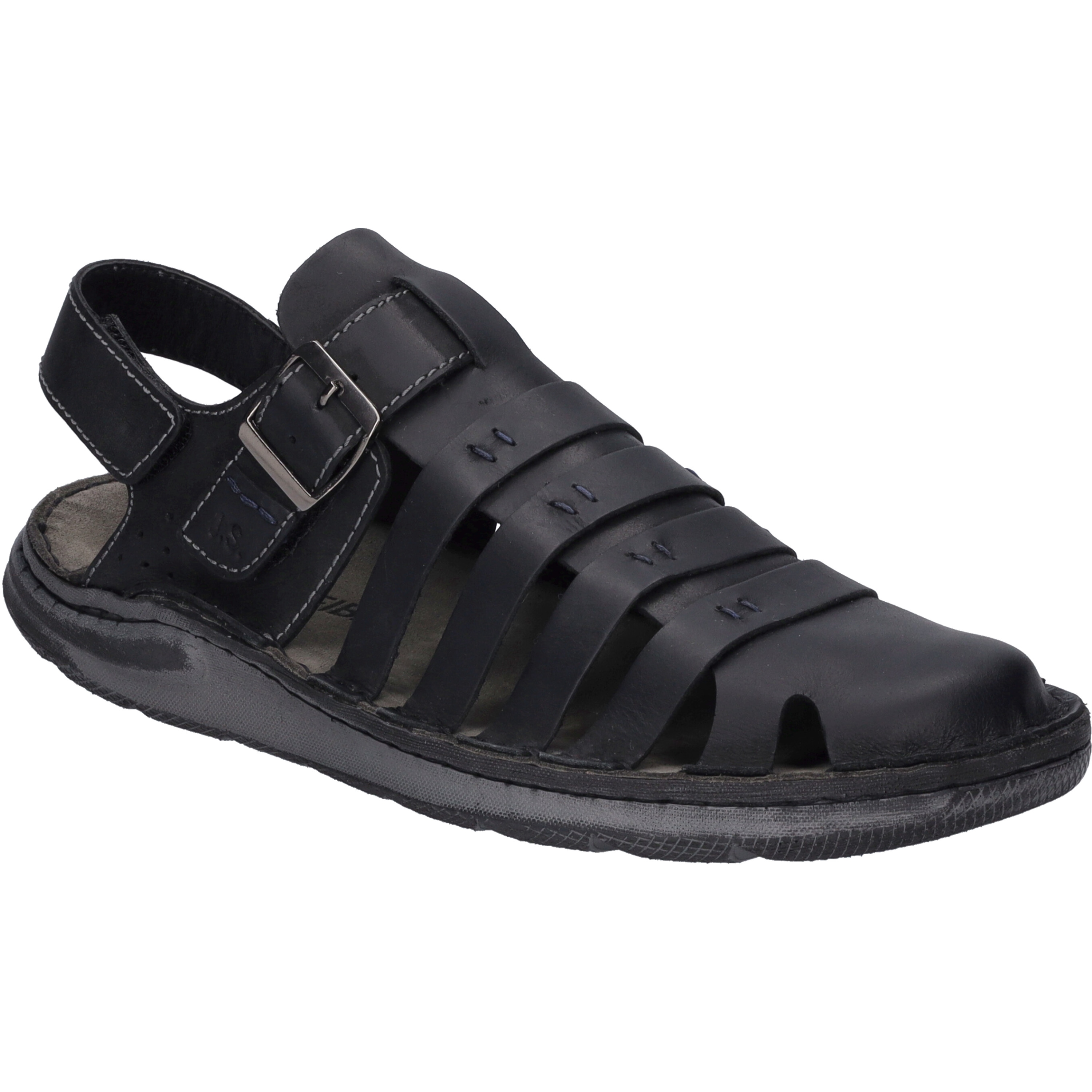 Sandale JOSEF SEIBEL "Maverick 21, schwarz", Herren, Gr. 43, schwarz, Obermaterial: 100% Rindsleder Leather cow., Schuhe Sandale