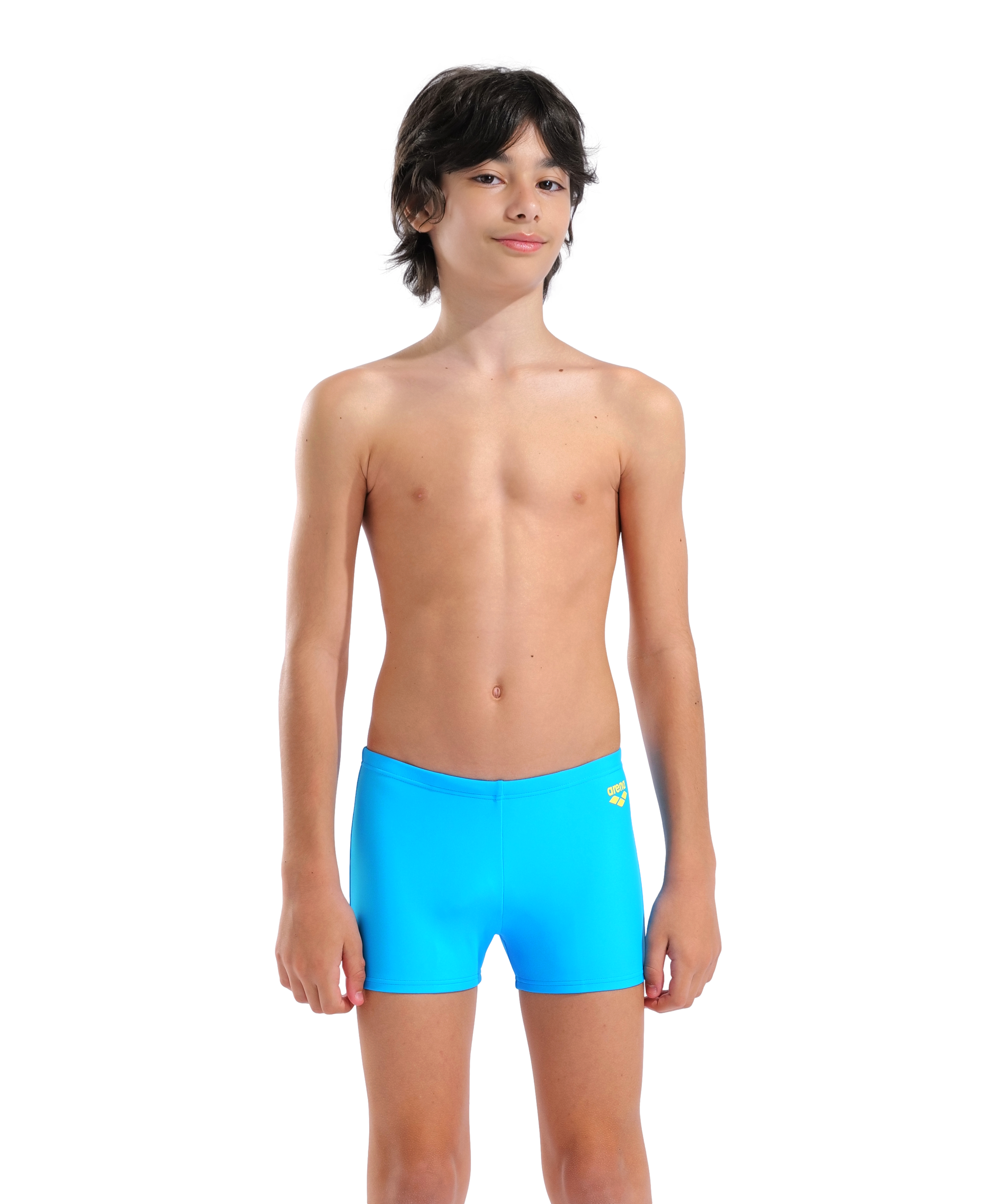 Badehose ARENA "B DYNAMO JR SHORT R", Jungen, Gr. 128 (122), N-Gr, turquoise, gelb star, Obermaterial: 80% Polyamid, 20% Elasthan, Badehosen Badehose