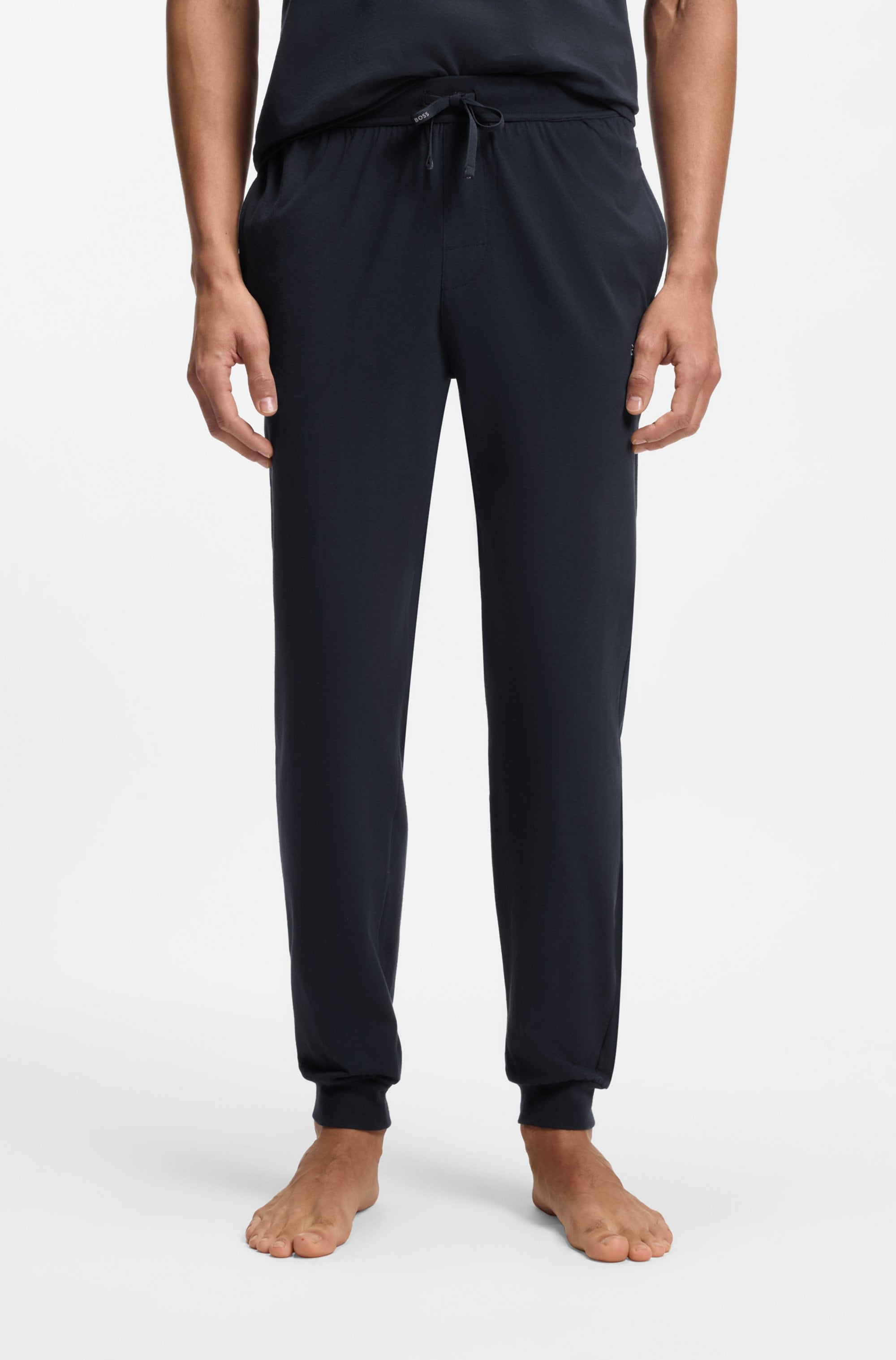 Sweathose BOSS "Mix&Match Pants", Damen, Gr. M (50), N-Gr, blau (schwarz_blau_403), Sweatware, Obermaterial: 95% Baumwolle, 5% Elasthan, unifarben, Basic knöchellang, Hosen Sweathose, mit BOSS Aufdruck auf dem Kordelzug