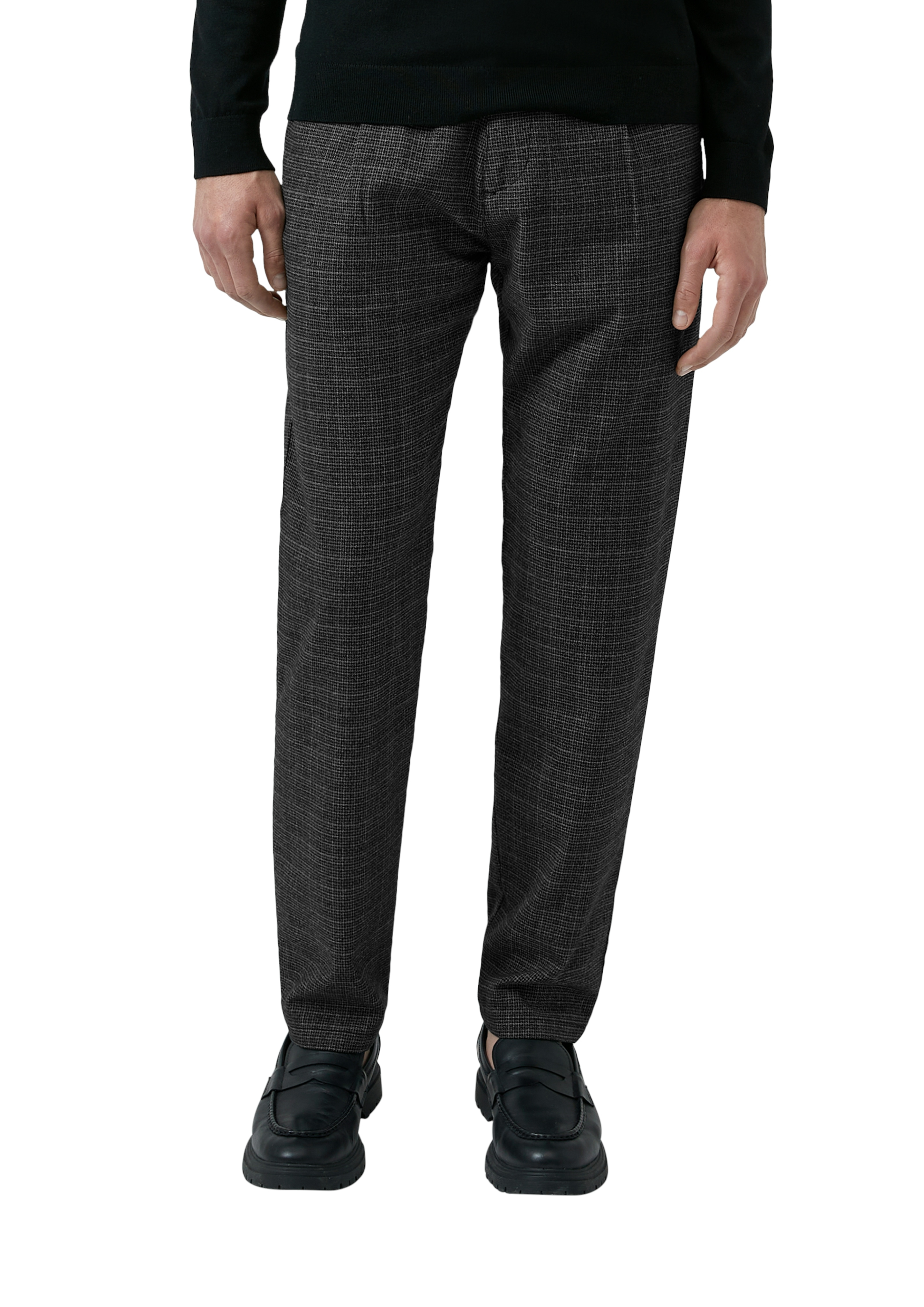 Stoffhose S.OLIVER, Herren, Gr. 31, Länge 32, grau, schwarz, Web, Obermaterial: 47% Baumwolle, 35% Polyester, 17% Viskose, 1% sonstige Fasern, meliert, regular fit lang, Hosen Stoffhose, mit Bundfalte