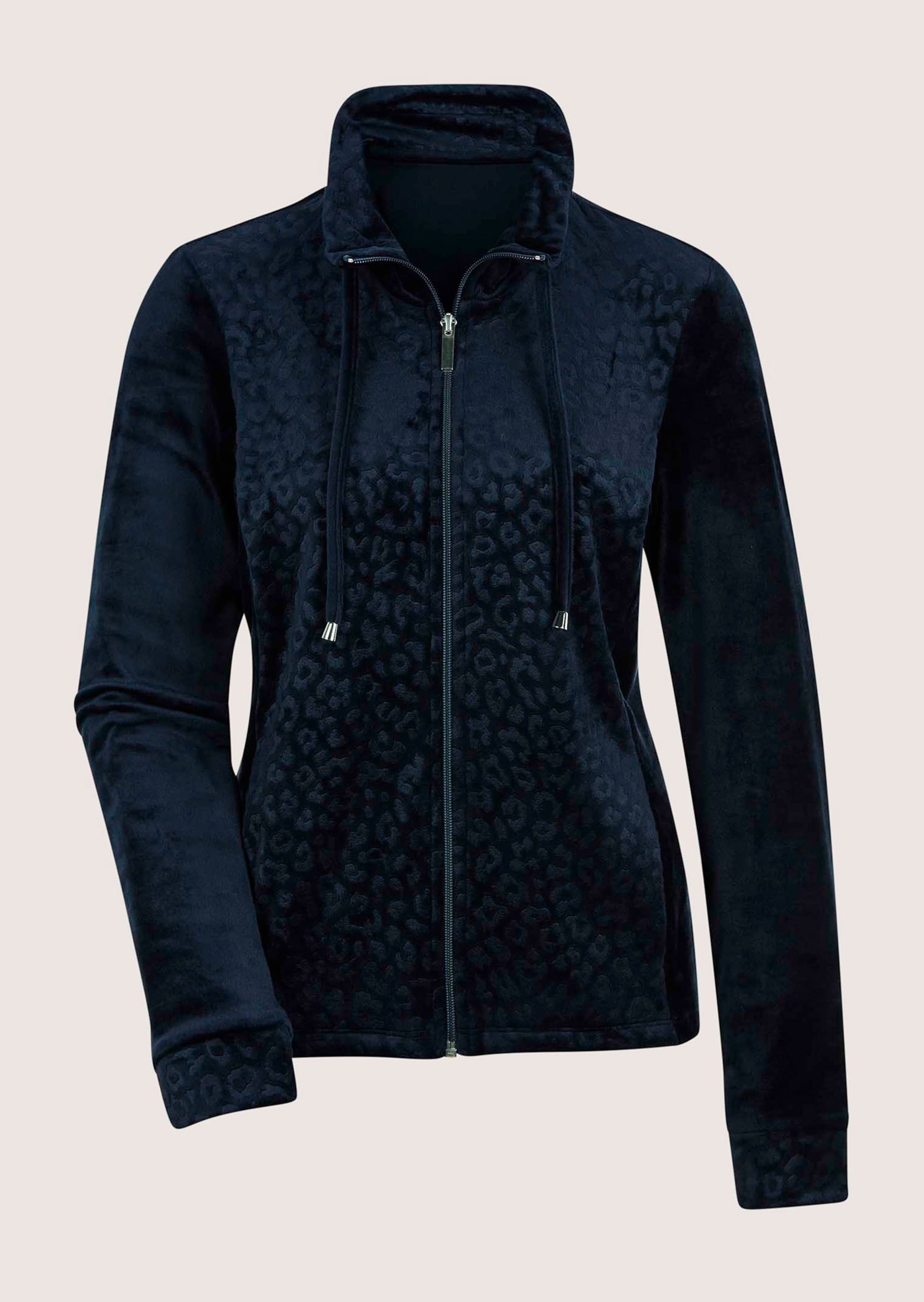 Kurzjacke MADELEINE "Sweatjacke Flauschige Nickijacke mit Reißverschluss", Damen, Gr. 40, blau (marine), Obermaterial: 90% Polyester PES. 10% Elasthan EL., Modern, Jacken Kurzjacke, Weiche Nicki-Qualität