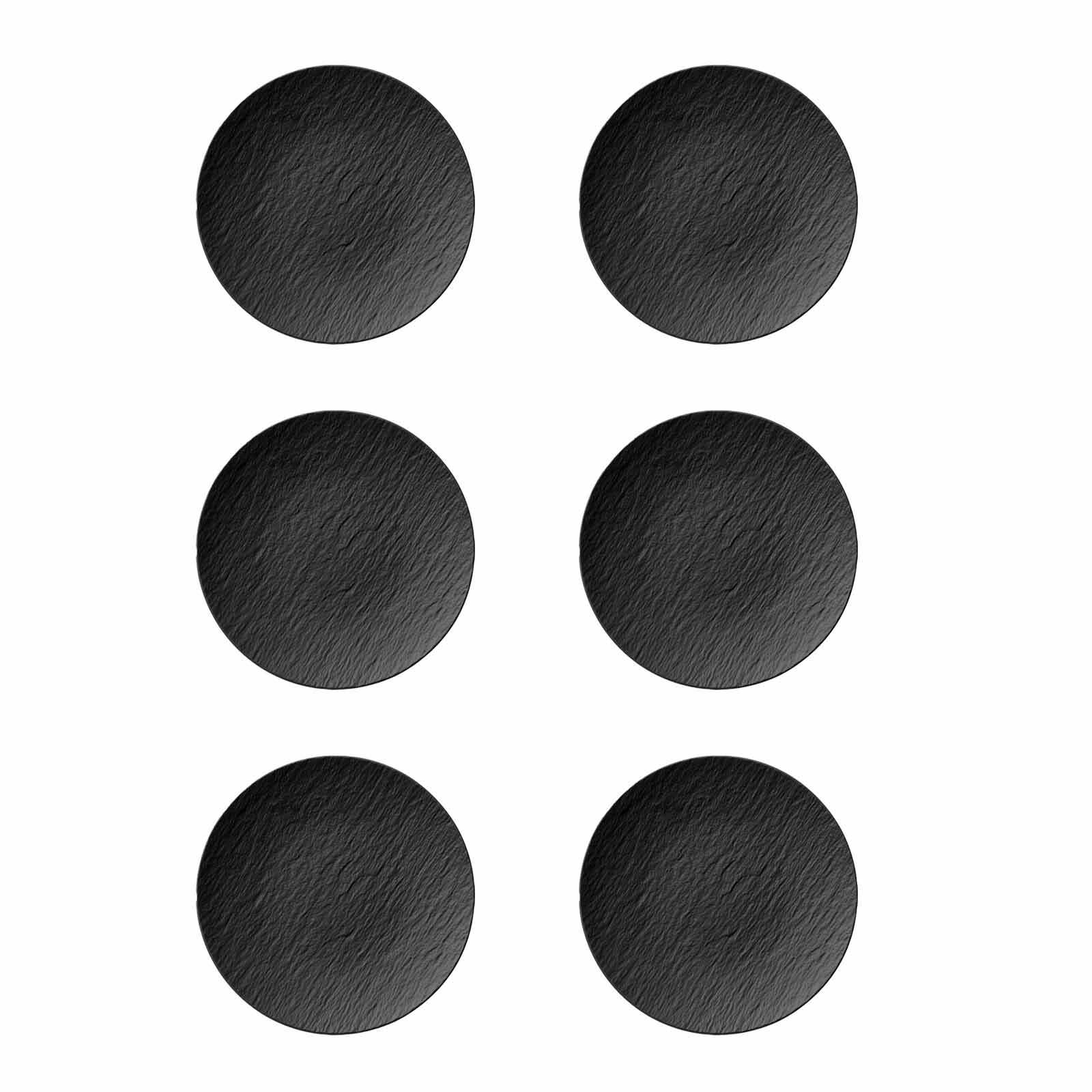 Speiseteller VILLEROY & BOCH "Universalteller Manufacture Rock ø 25.0 cm 6er Set schwarz", schwarz, Speiseteller, Speiseteller