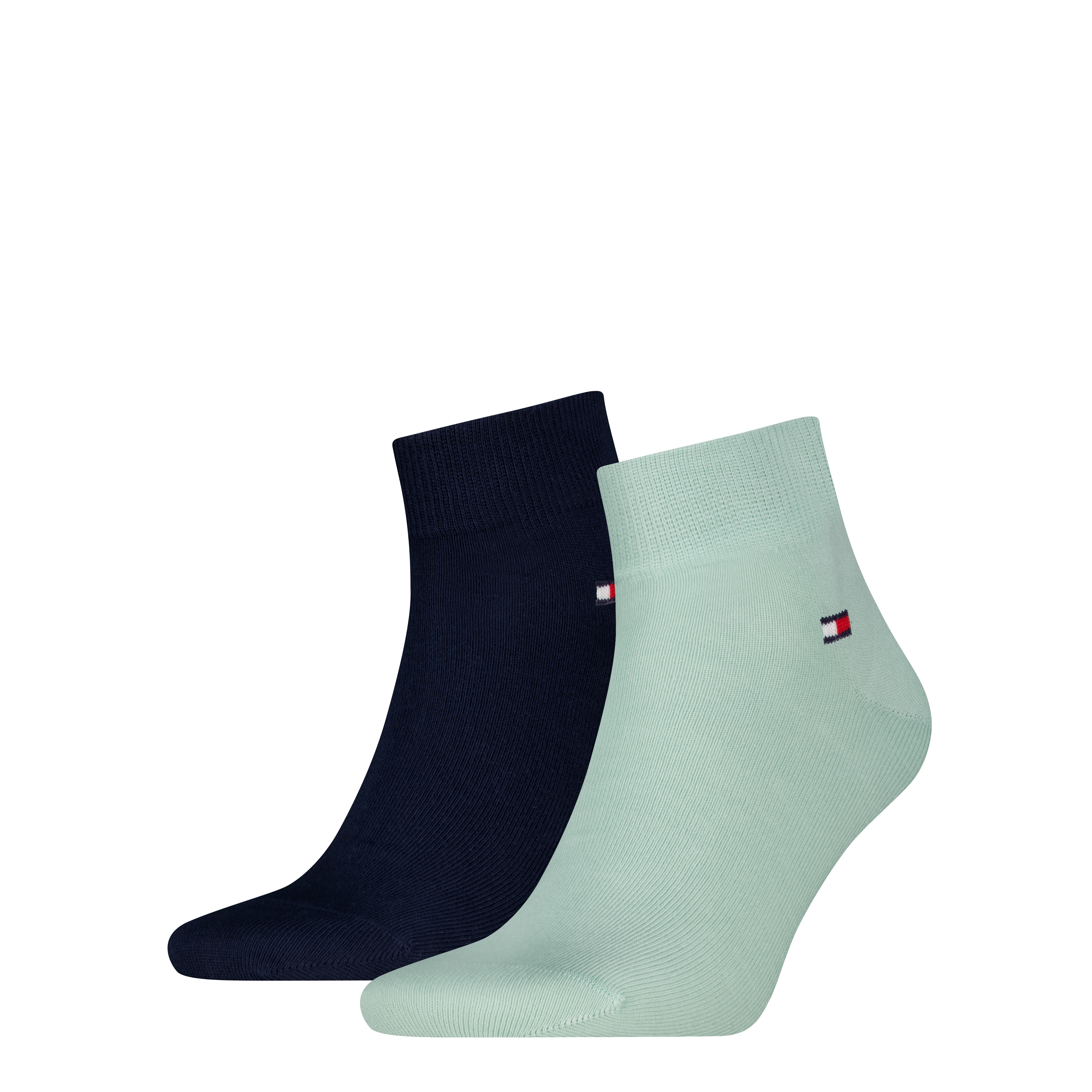 Kurzsocken TOMMY HILFIGER "TH MEN QUARTER 2P", Herren, Gr. 43-46, fresh grün, Baumwollmischung, normal, Socken, weicher, elastischer Rippenbund, klassisches Tommy Hilfiger Logo