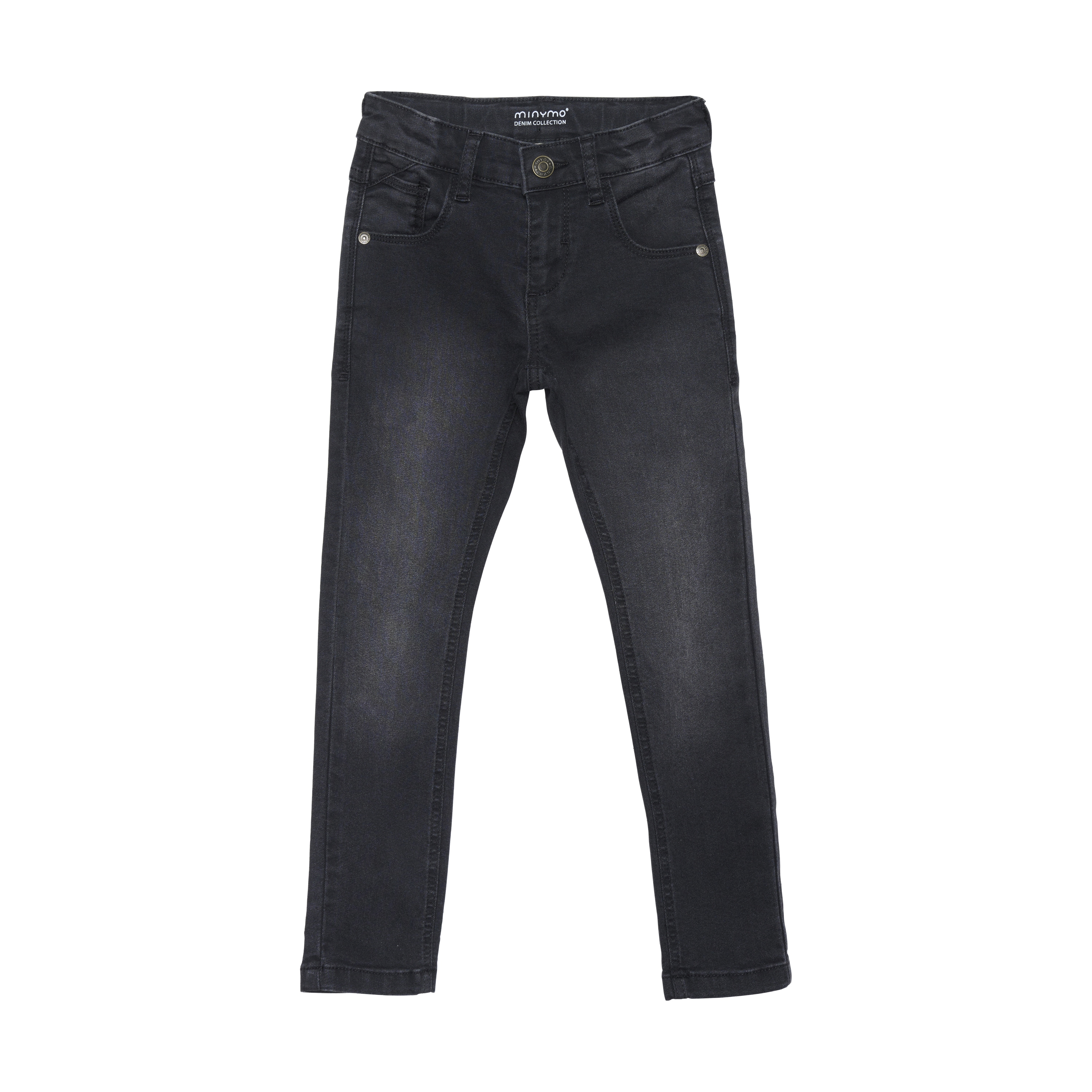 5-Pocket-Jeans MINYMO "5-Pocket-Jeans MIJeans", Jungen, Gr. 134, N-Gr, grau (grau schwarz), Obermaterial: 80% Baumwolle CO. 19% Polyester PES. 1% Elasthan EL., Jeans 5-Pocket-Jeans