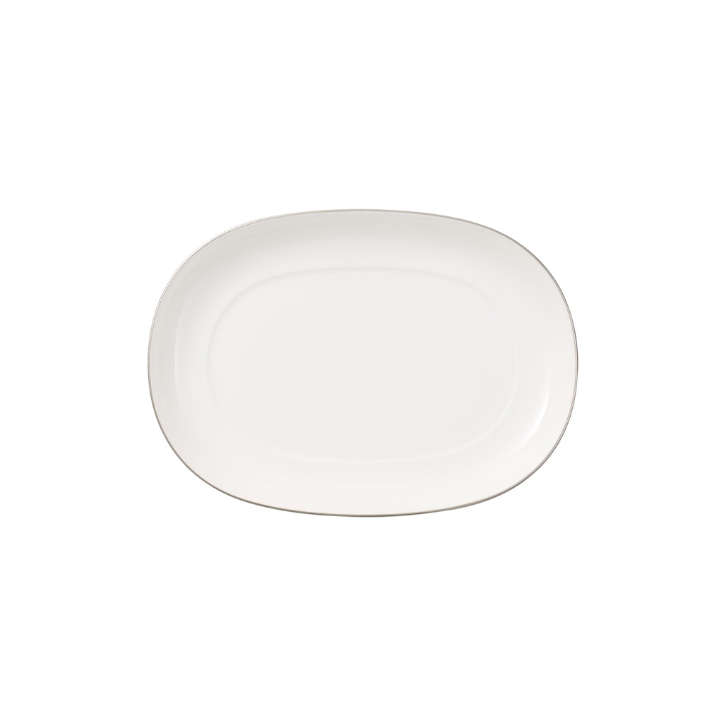 Untertasse VILLEROY & BOCH "Beilagenschale/Sauciere-Unterteil Anmut Platinum No. 1 20 x 15 cm weiß", weiß, Speiseteller
