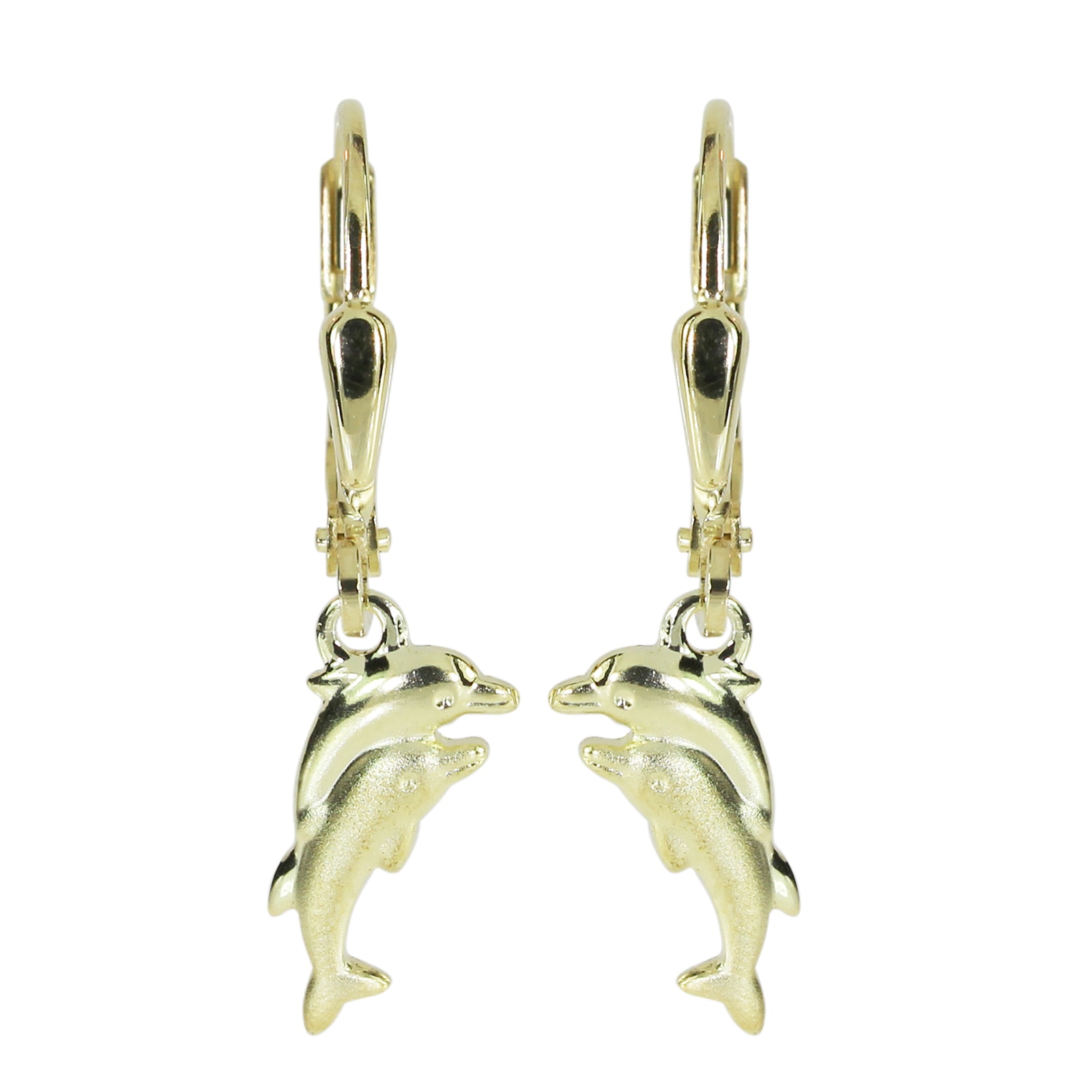 Paar Ohrhänger OSTSEE-SCHMUCK "- Delphinpaar - Gold 333/000 - Zirkonia" Gr. 25, gold (gold 333, goldfarben, gelb), Ohrringe, Damen, Gelbgold 333
