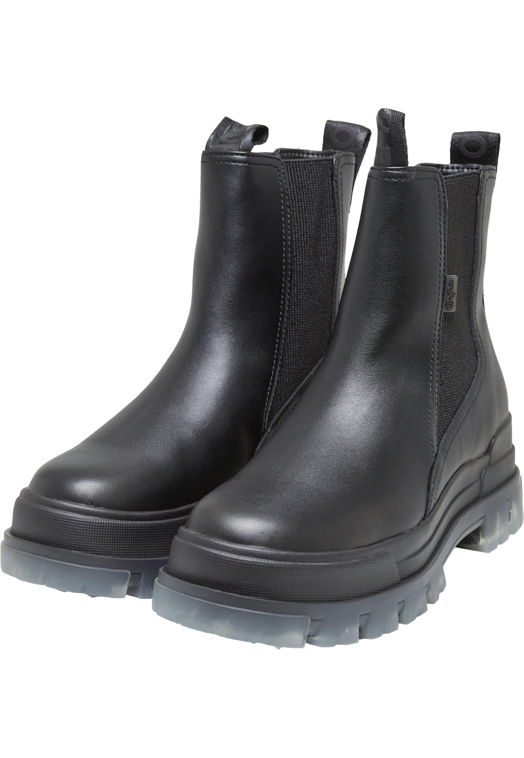 Stiefel BUFFALO "Buffalo aspha chelsea mid", Damen, Gr. 40, schwarz, transparent, Kunstfaser, unifarben, Schuhe Stiefel