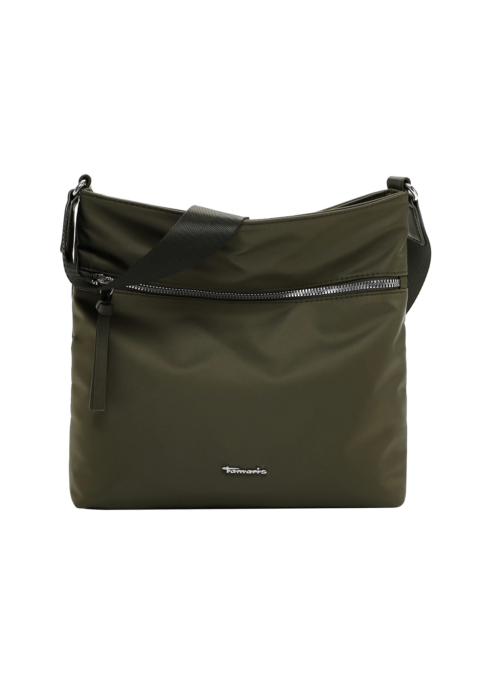 Umhängetasche TAMARIS "Umhängetasche TAS Giuseppa", Damen, Gr. B/H/T: 27cm x 25,4cm x 4cm 0, grün (oliv 960), Polyester, Taschen Umhängetasche