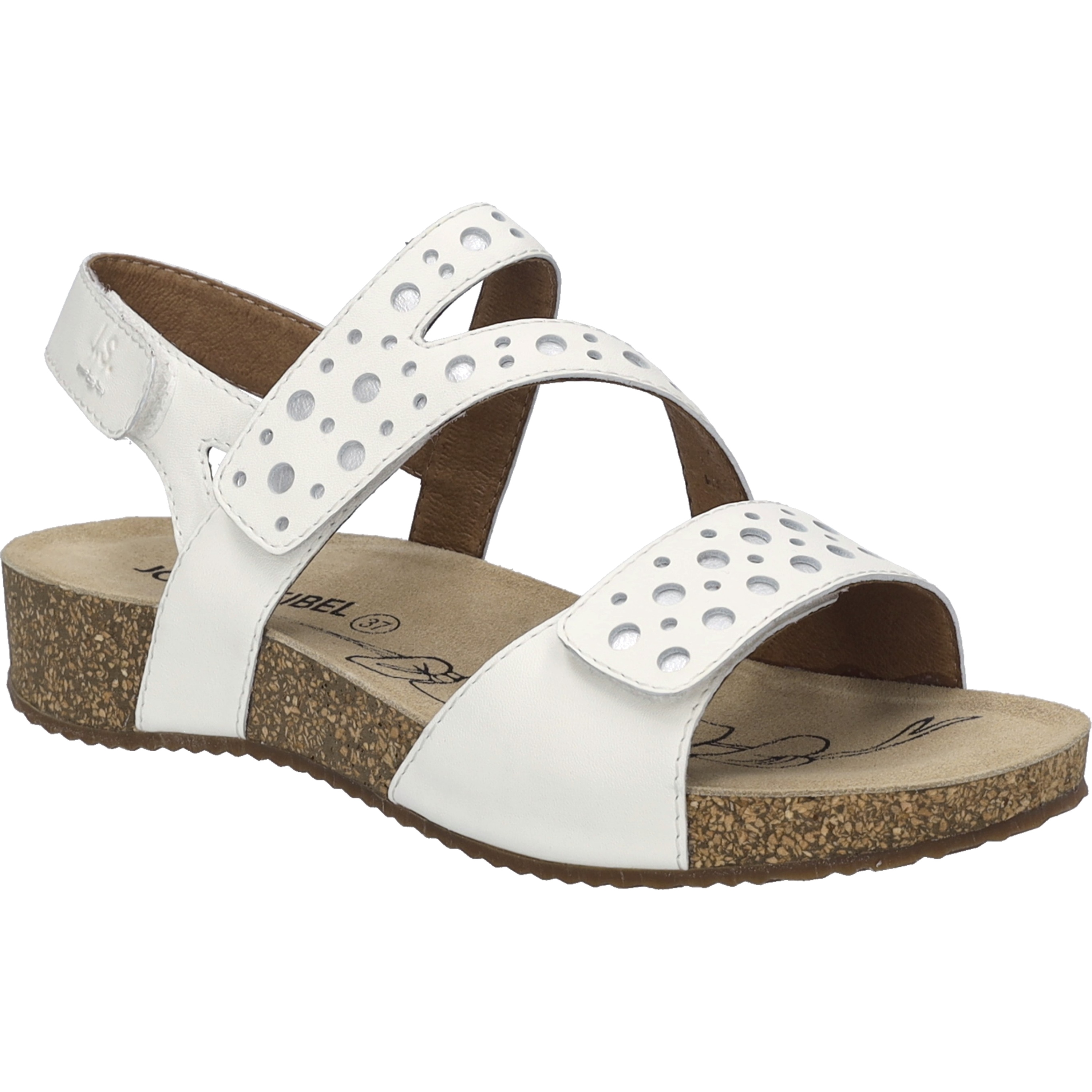 Sandale JOSEF SEIBEL "Tonga 91, weiss-silber", Damen, Gr. 38, weiß (weiß, silber), Obermaterial: 100% Rindsleder Leather cow., Schuhe Sandale