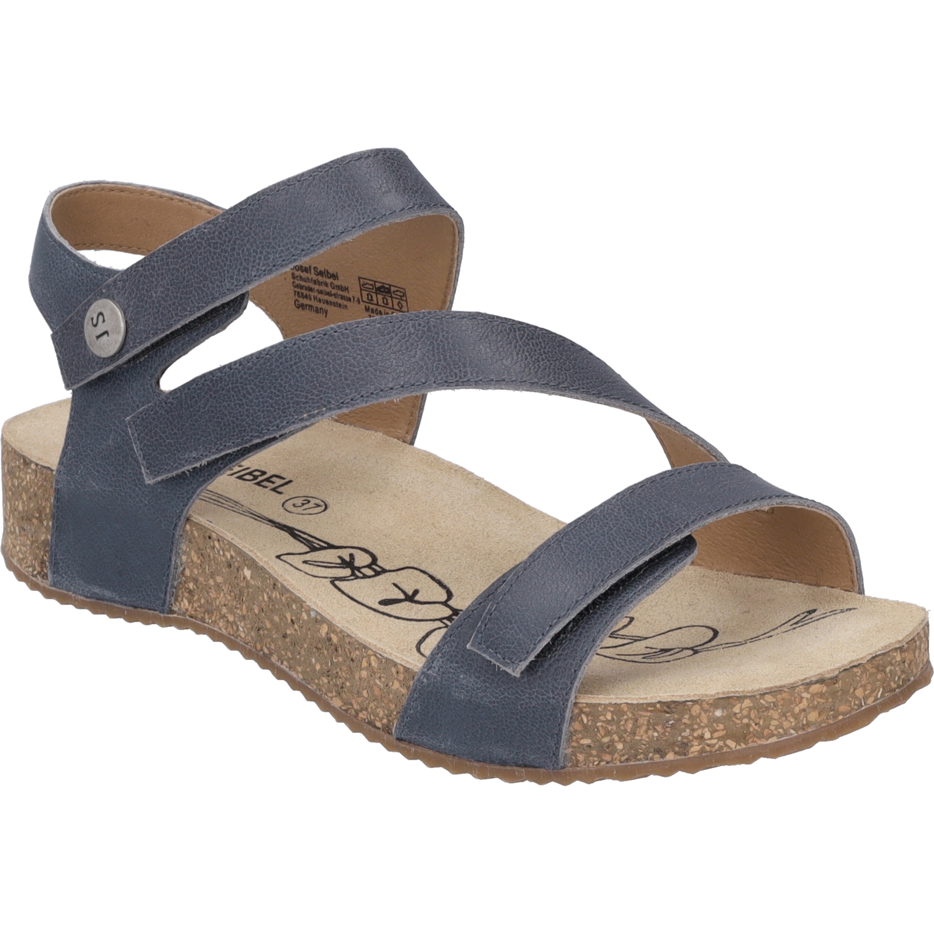 Sandale JOSEF SEIBEL "Tonga 25, blau", Damen, Gr. 39, blau (jeans), Obermaterial: 100% Rindsleder Leather cow., Schuhe Sandale