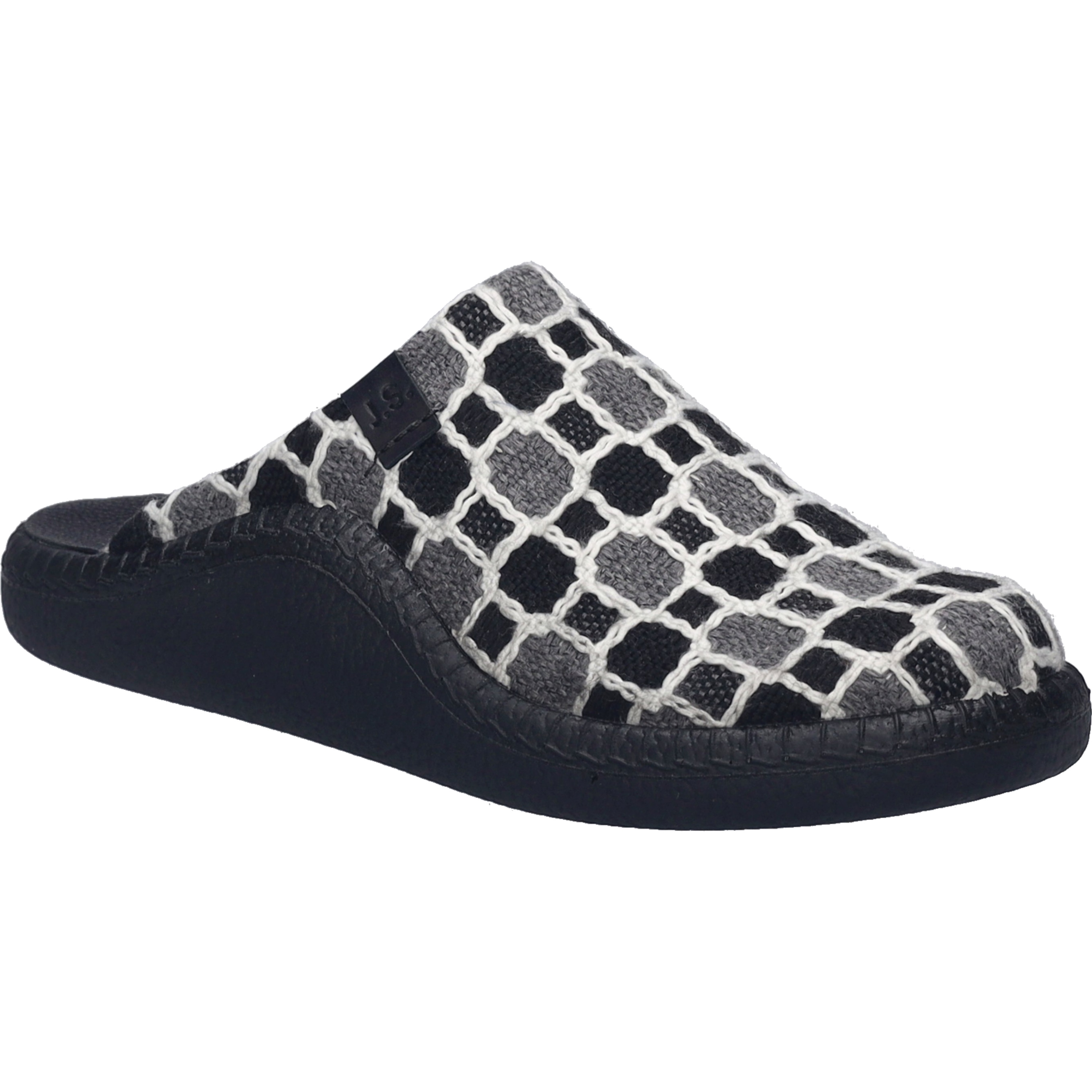 Hausschuh JOSEF SEIBEL "Monaco D 03, schwarz-multi", Damen, Gr. 40, schwarz (schwarz, multi), Obermaterial: 80% Rindsleder Leather cow. 20% Textilmaterial TEXMAT., Schuhe Hausschuh