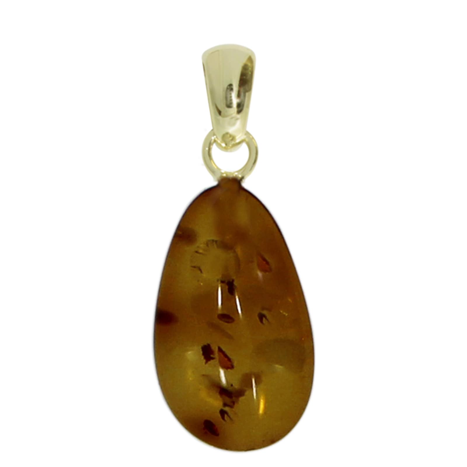 Kettenanhänger OSTSEE-SCHMUCK "- Tropfen ca. 18 mm lang - Silber 925/000 vergoldet - Bernstein -" Gr. 27, gold (goldfarben, gelb), Schmuckanhänger, Damen, Bernstein, Kettenanhänger