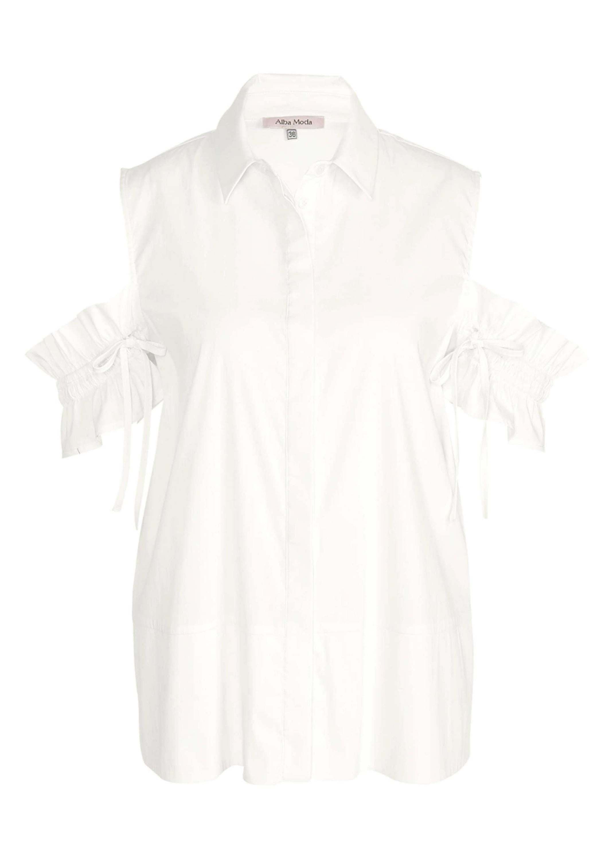 Hemdbluse ALBA MODA "Bluse Bluse", Damen, Gr. 46, weiß (sanftes weiß), Obermaterial: 73% Baumwolle CO. 23% Polyamid PA. 4% Elasthan EL., Blusen Hemdbluse
