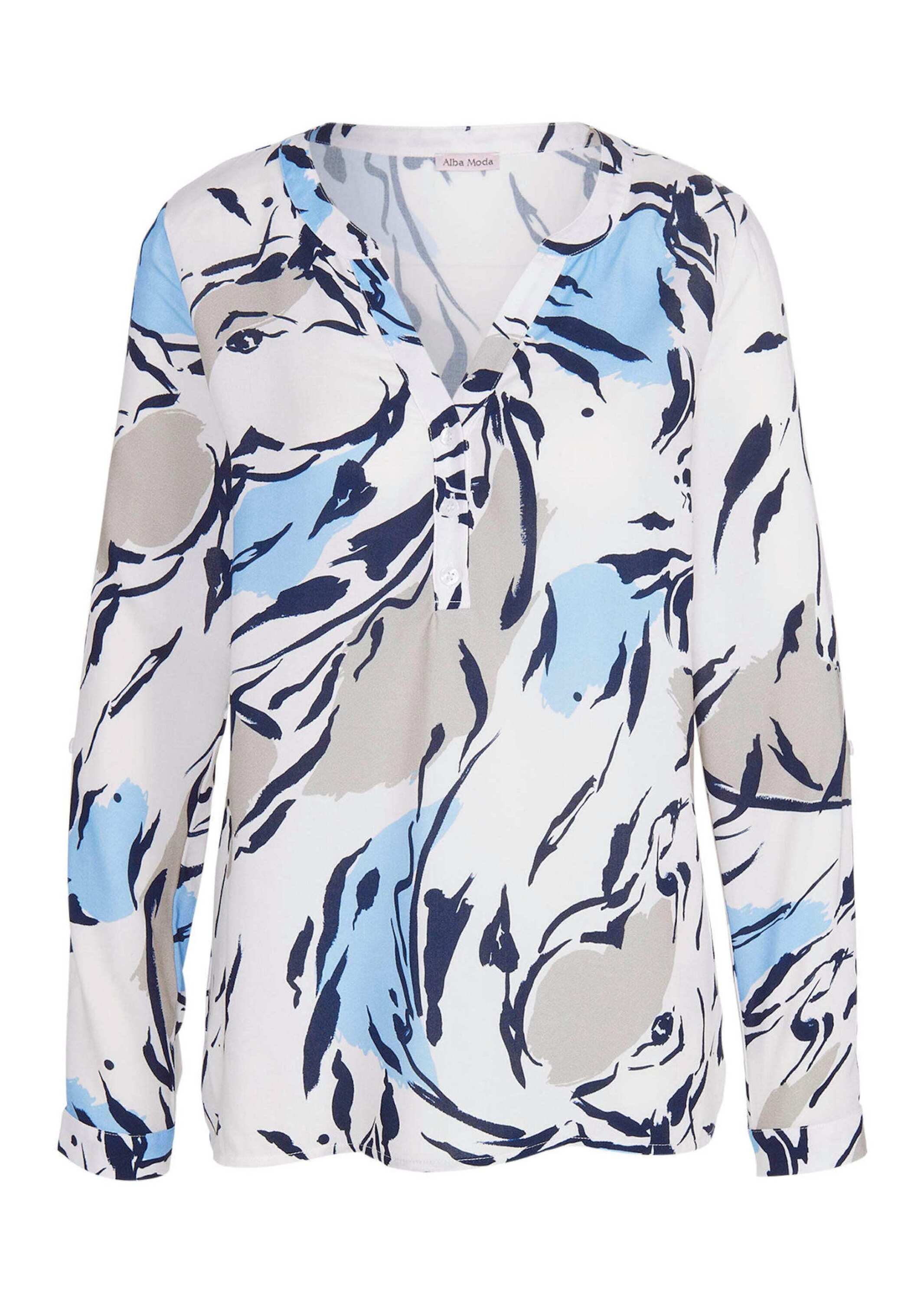 Tunika ALBA MODA "Bluse Bluse", Damen, Gr. 40, schwarz (ecru, hellblau, schwarz), Obermaterial: 100% Viskose CV., Tuniken