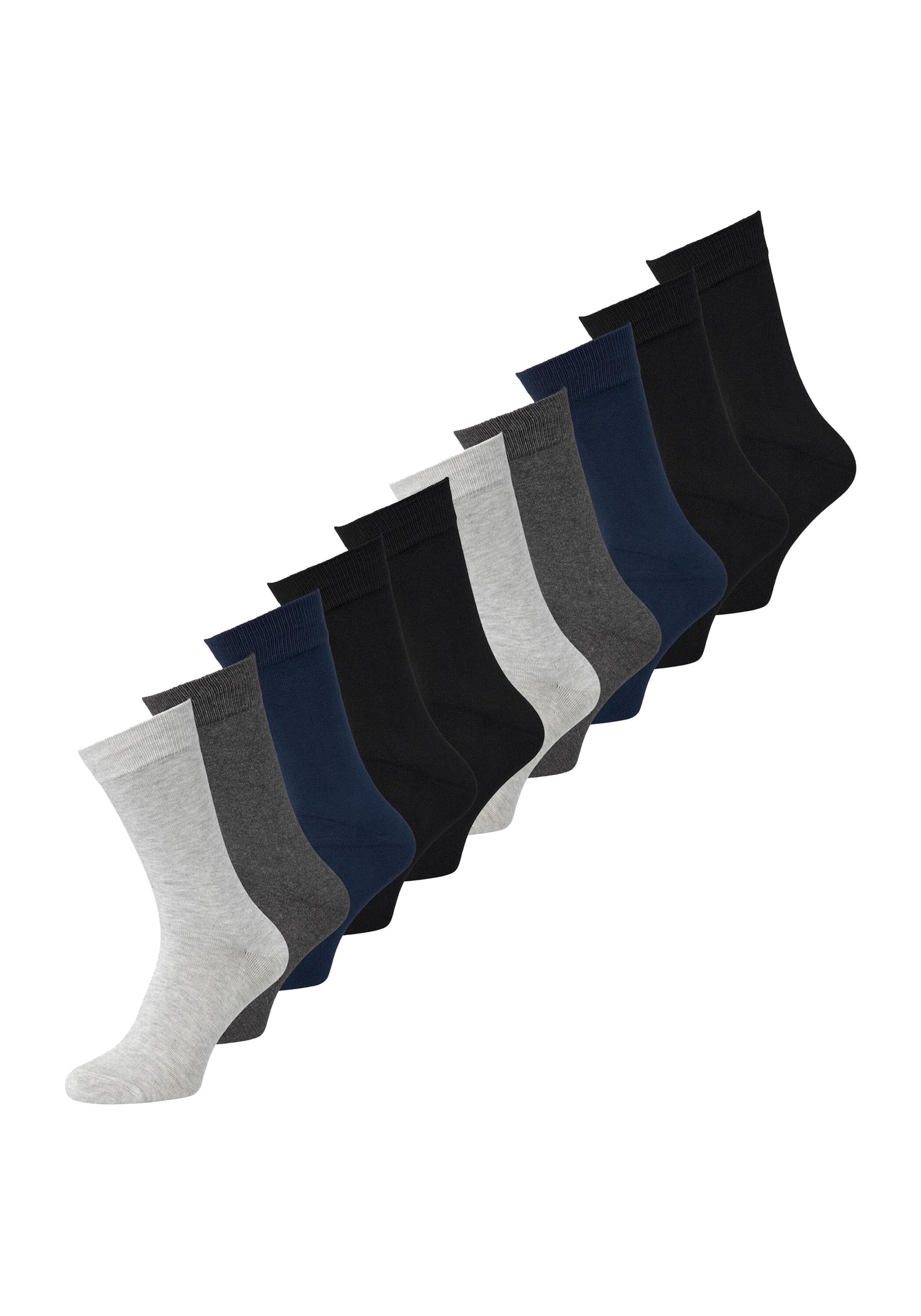 Kurzsocken JACK & JONES "Socken JACBASIC BAMBOO SOCK 5P 10er Pack", Herren, Gr. 40-46, bunt (grau, blau, schwarz), Obermaterial: 54% Viskose CV. 26% Polyester PES. 18% Baumwolle CO. 2% Elasthan EL., Socken