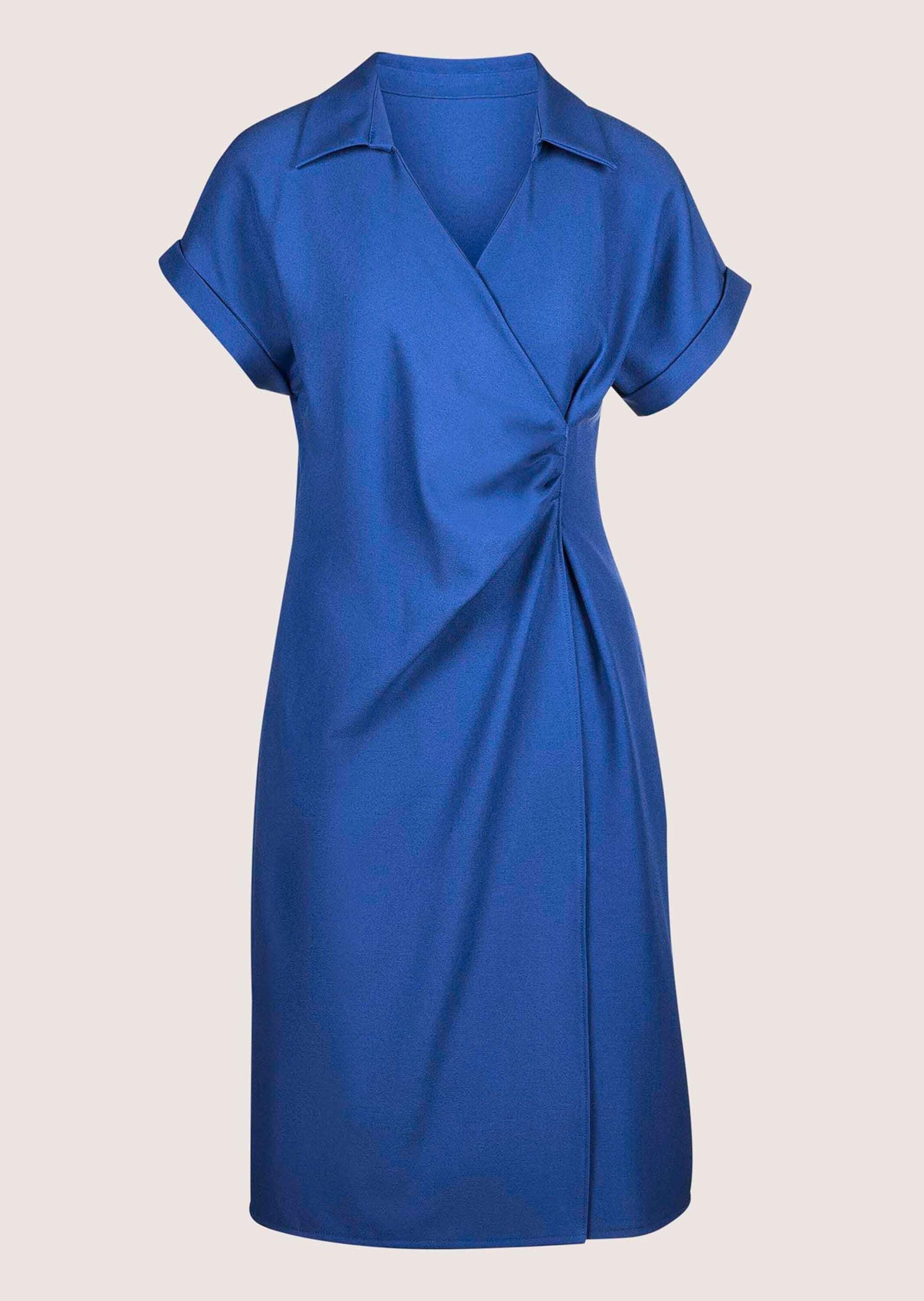 Etuikleid MADELEINE "Kleid Kleid in Wickel-Optik", Damen, Gr. 46, N + K Gr, blau (royalblau), Obermaterial: 97% Polyester PES. 3% Elasthan EL., Modern, normal, Kleider Etuikleid