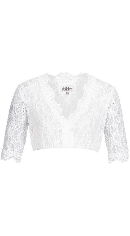 Dirndlbluse NÜBLER "Dirndlbluse 3/4 Arm Laura", Damen, Gr. 36, weiß, Obermaterial: 89% Polyacryl PAN recyc.. 11% Elasthan EL., Blusen Dirndlbluse
