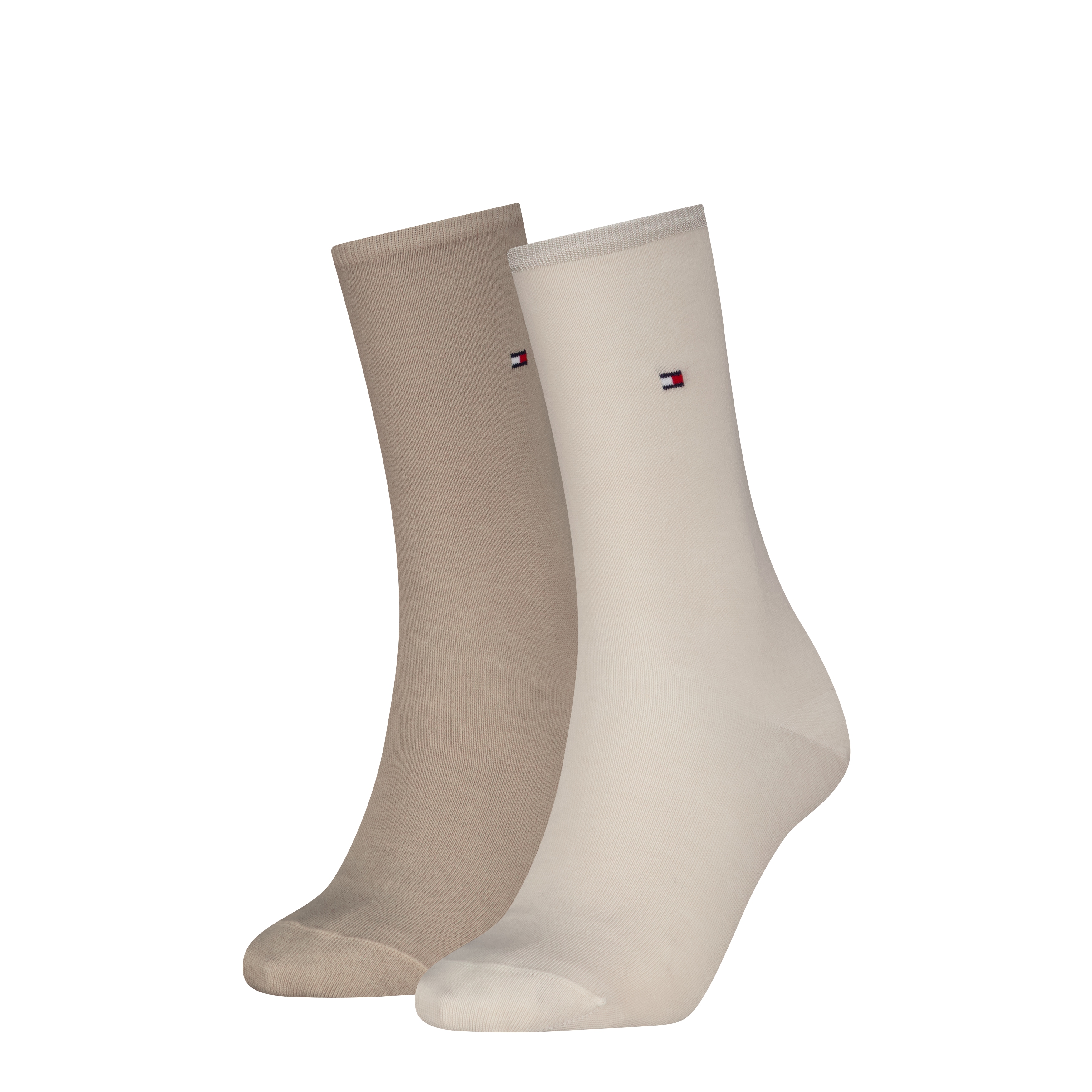 Socken TOMMY HILFIGER "TH WOMEN SOCK CASUAL 2P", Damen, Gr. 39-42, sand, Baumwollmischung, Elasthan, Polyamid, elastisch, Socken Socken, mit flacher Zehennaht