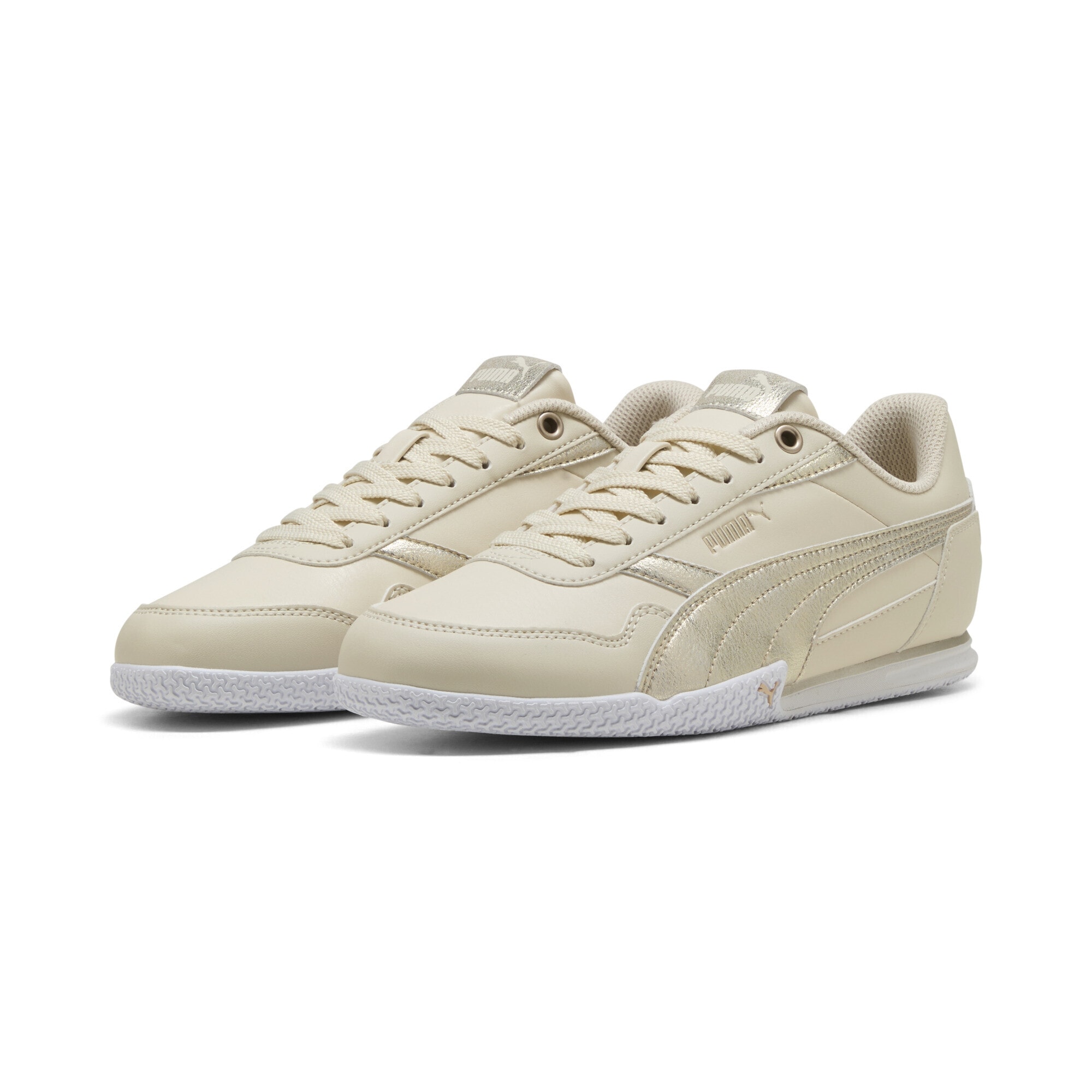 Sneaker PUMA "Bella Donna Metallic Whisper Sneakers Damen", Herren, Gr. 40, alpine snow gold weiß, Obermaterial: Synthetik, Textil. Futter: Textil. Innensohle: Textil. Laufsohle: Gummi, Schuhe Sneaker