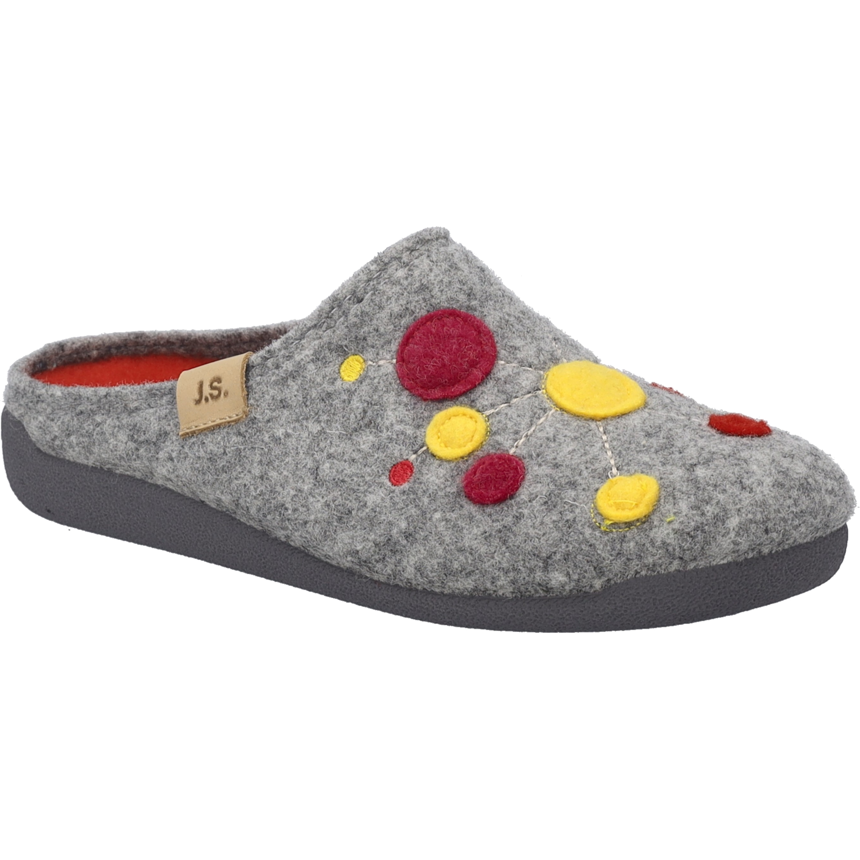 Hausschuh JOSEF SEIBEL "Cara 02, grau-multi", Damen, Gr. 39, grau (grau, multi), Obermaterial: 80% Rindsleder Leather cow. 20% Textilmaterial TEXMAT., Schuhe Hausschuh