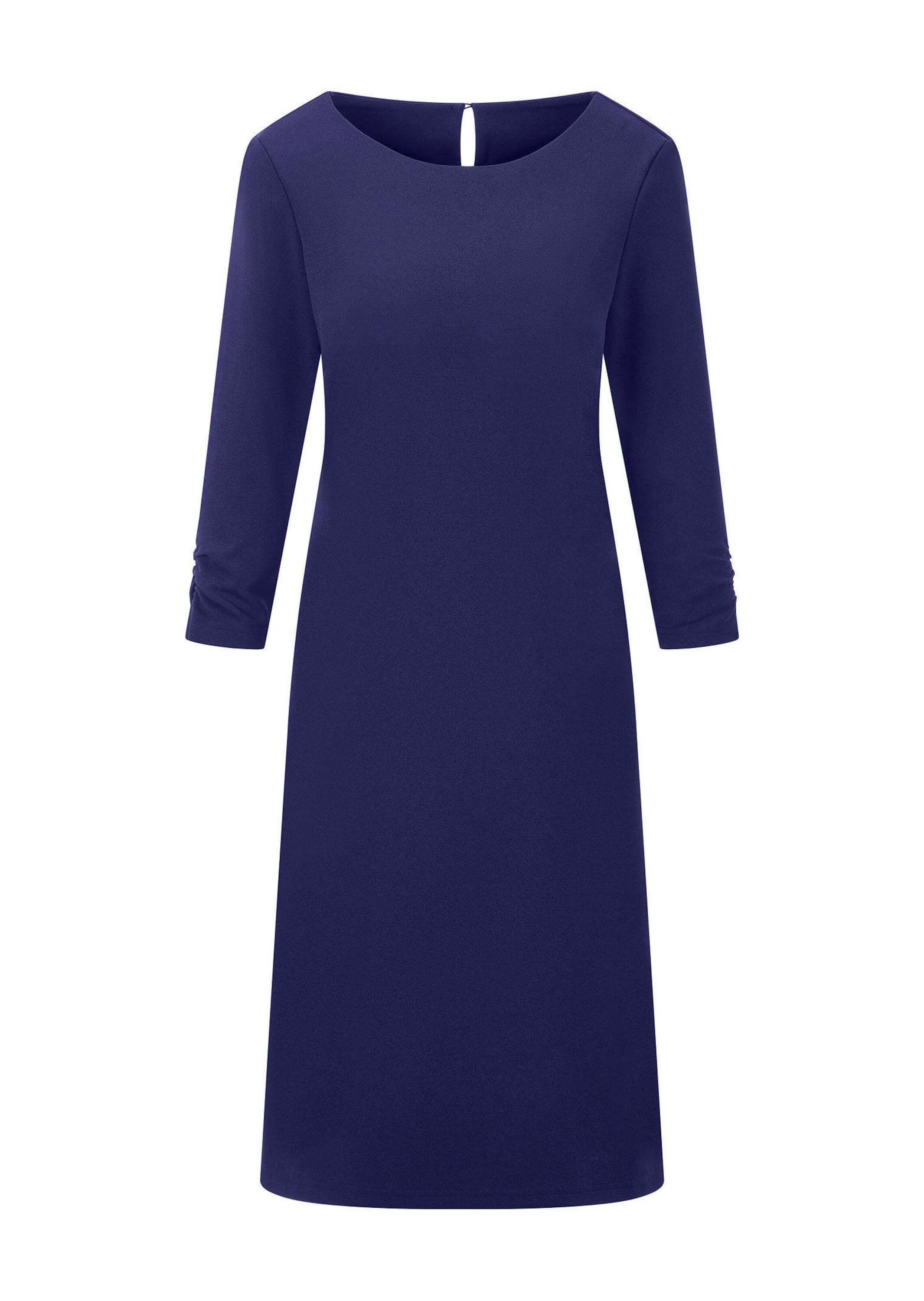 Etuikleid GOLDNER "Elegantes Kleid mit gerafften Ärmeln", Damen, Gr. 44, N-Gr, blau (royalblau), Obermaterial: 95% Polyester PES. 5% Elasthan EL., Kleider Etuikleid