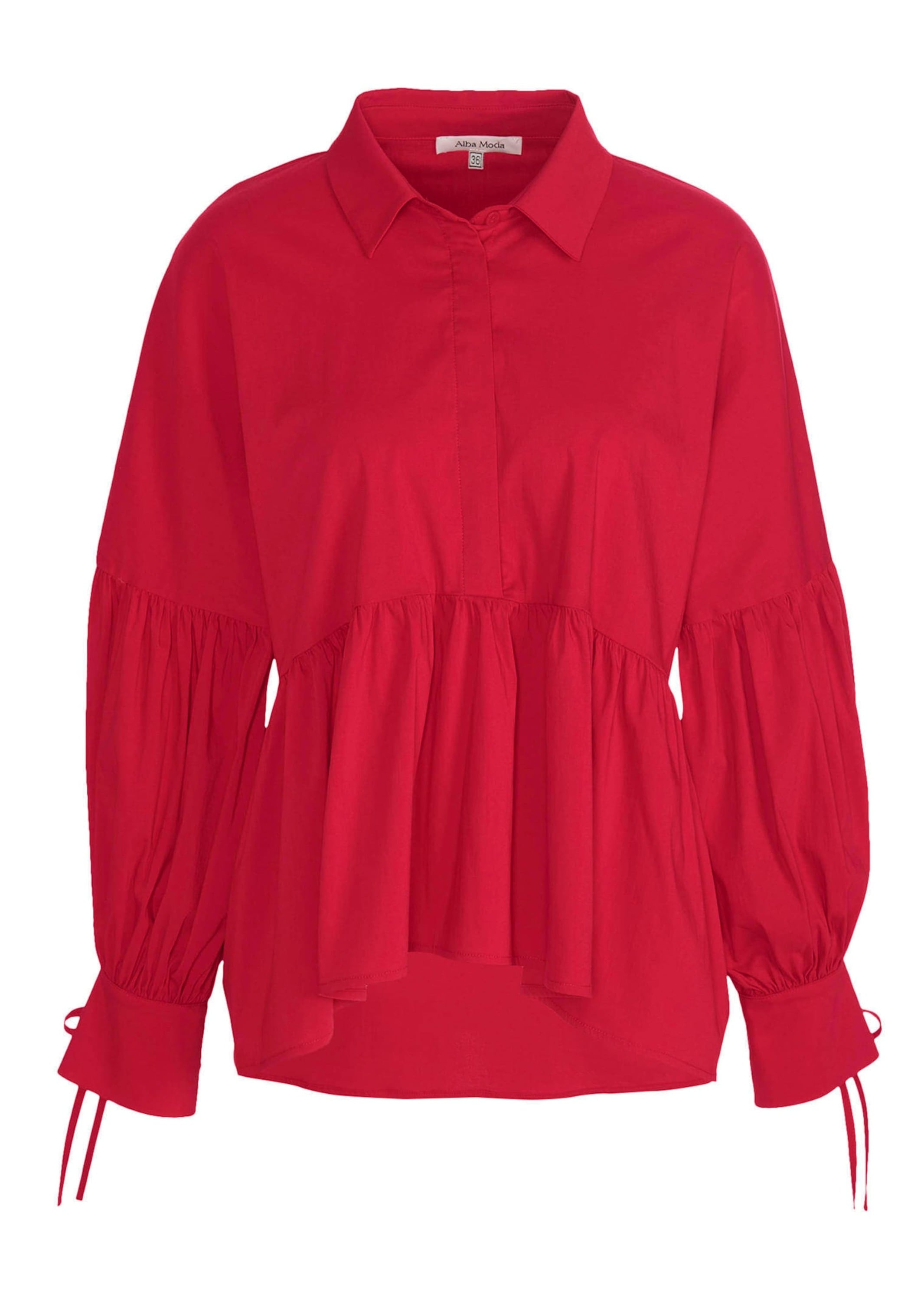Hemdbluse ALBA MODA "Bluse Bluse", Damen, Gr. 40, rot, Obermaterial: 73% Baumwolle CO. 23% Polyamid PA. 4% Elasthan EL., Blusen Hemdbluse