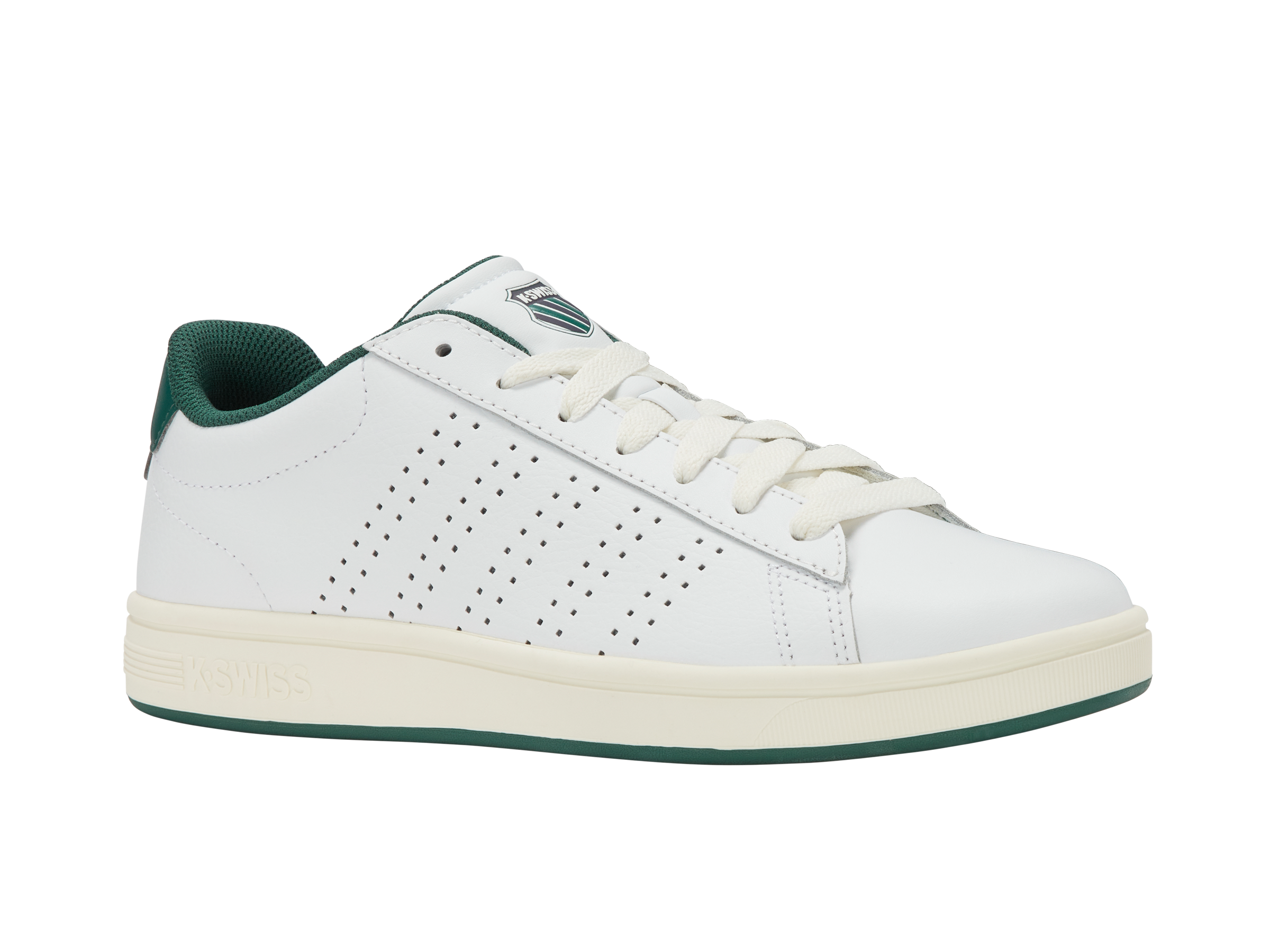 Sneaker K-SWISS "COURT BASE II", Herren, Gr. 46, weiß, posy grün, Leder, Schuhe Sneaker