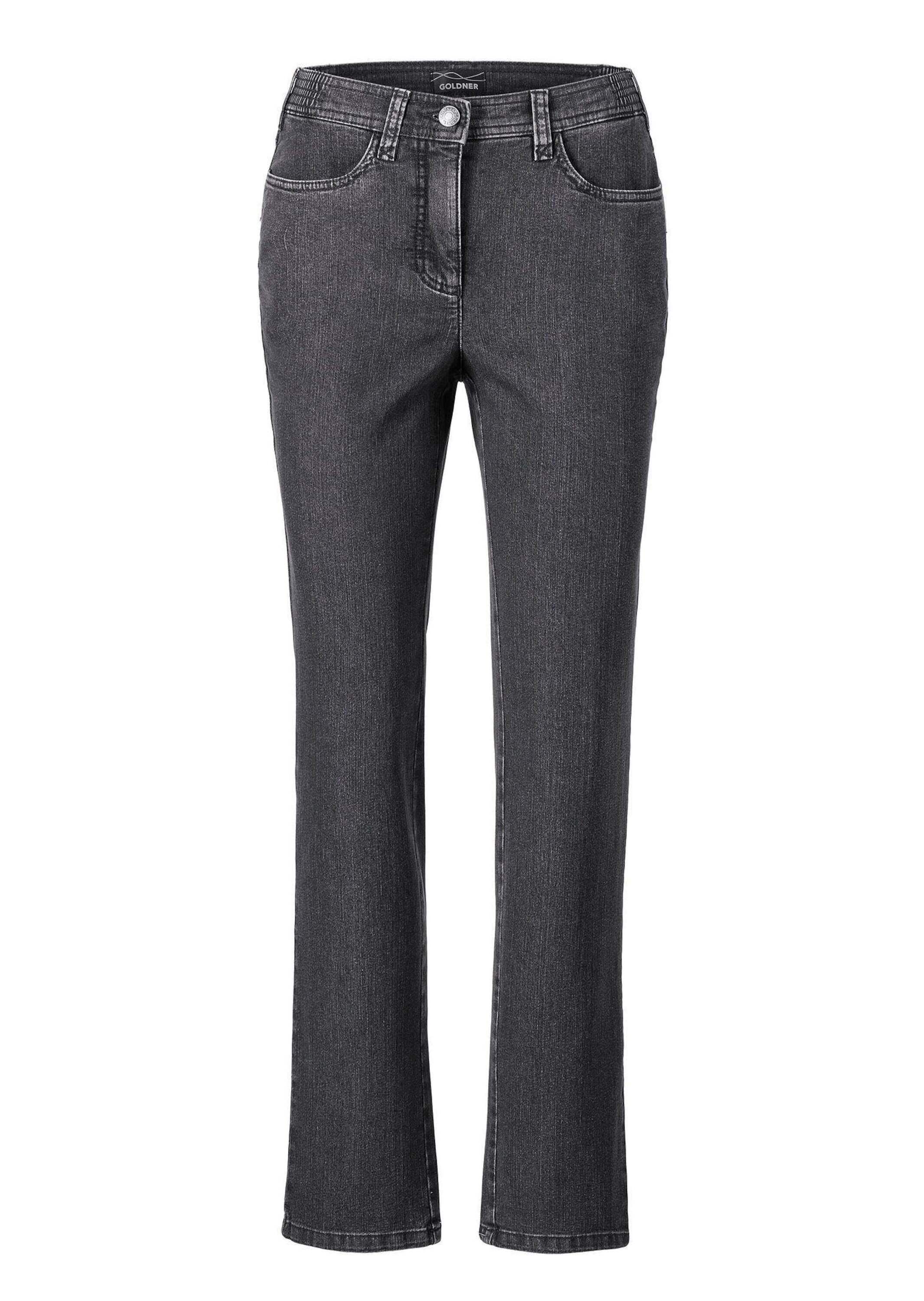 Regular-fit-Jeans GOLDNER "Klassische Jeanshose ANNA", Damen, Gr. 52, N-Gr, grau (anthrazit), Obermaterial: 78% Baumwolle CO. 20% Polyester PES. 2% Elasthan EL., Jeans