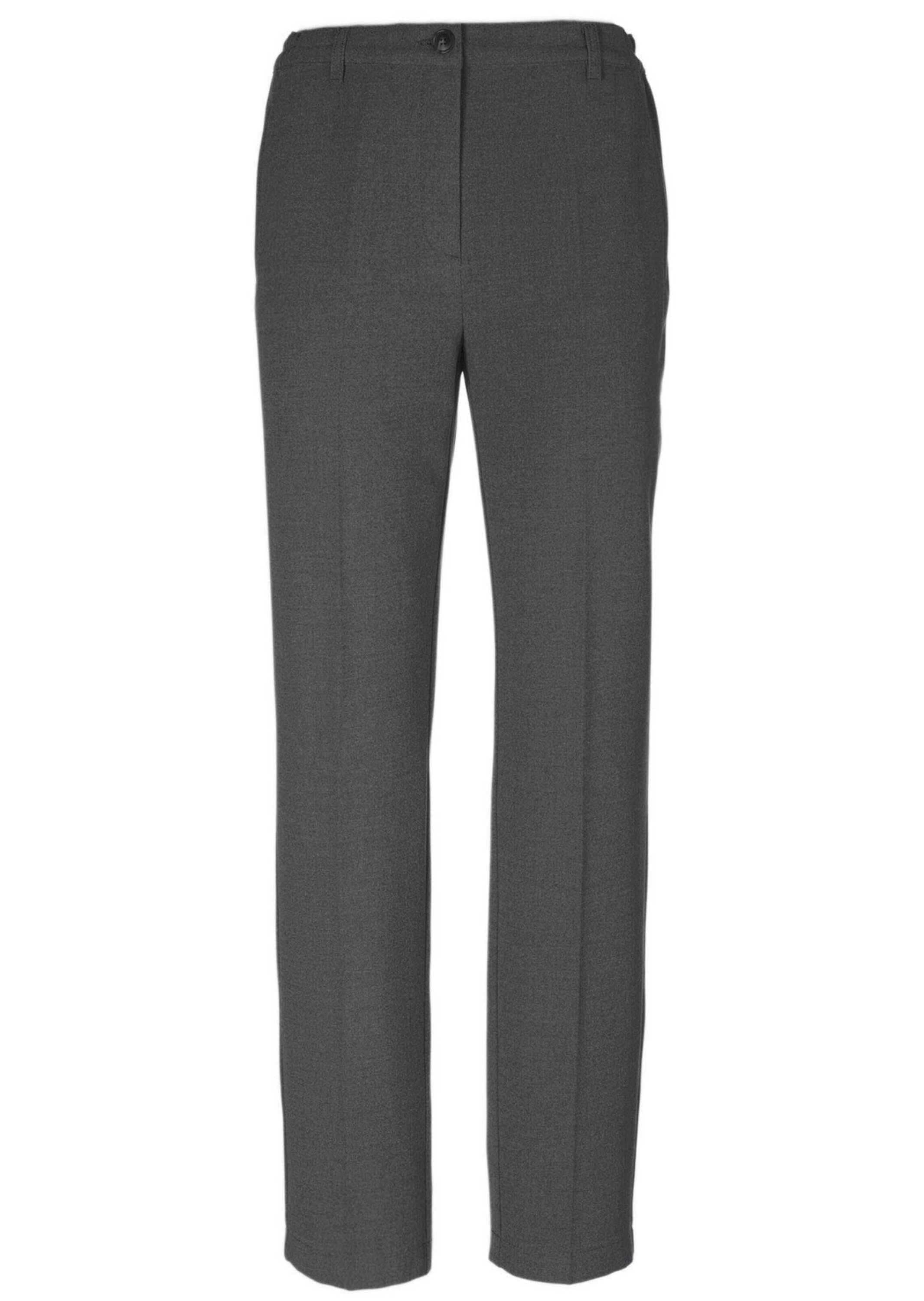 2-in-1-Hose GOLDNER "Kurzgröße Angenehm weiche Flanell-Hose ANNA", Damen, Gr. 24, K-Gr, grau, Obermaterial: 63% Polyester PES. 32% Viskose CV. 5% Elasthan EL., Hosen