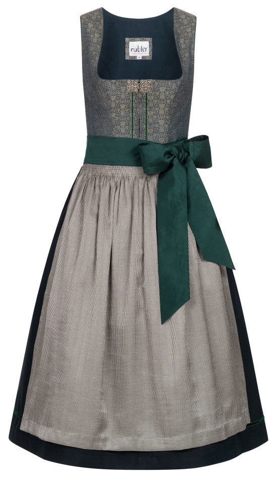 Dirndl NÜBLER "Dirndl midi Lea", Damen, Gr. 46, EURO, grün, Obermaterial: 50% Polyester PES. 50% Viskose CV., Kleider
