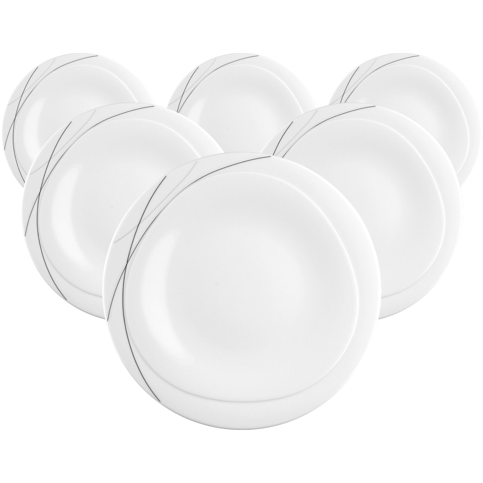 Speiseteller SELTMANN WEIDEN "Speiseteller Trio Highline ø 28,3 cm 6er Set weiß-grau", bunt (weiß, grau), L:28,3cm, Speiseteller, Speiseteller