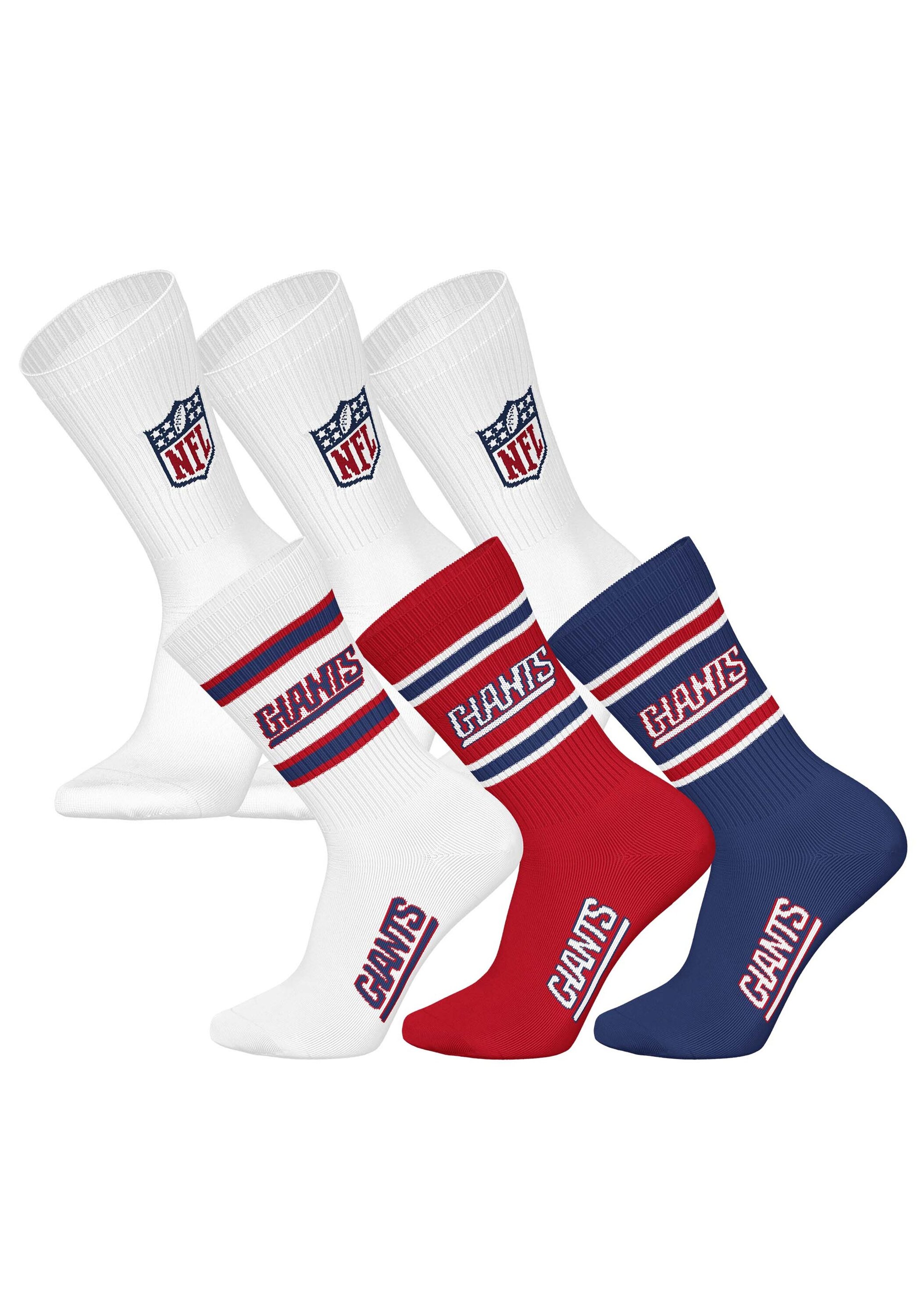 Kurzsocken NFL "Socken NFL 6Pack Crew Socks 6er Pack", Herren, Gr. 39-42, bunt (new york giants 2, weiß), Obermaterial: 58% Baumwolle CO. 39% Polyester PES. 3% Elasthan EL., Socken