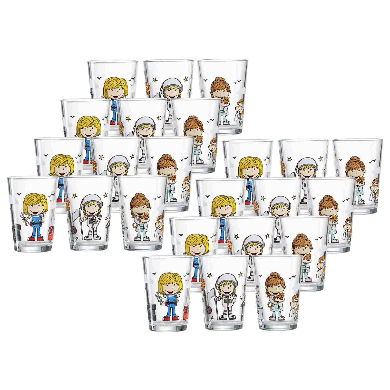 Kinderbecher RITZENHOFF & BREKER "Kindergläser Berufe Mädchen 205 ml 24er Set bunt", bunt, Glas, Trinkgefäße, Kinderbecher Image