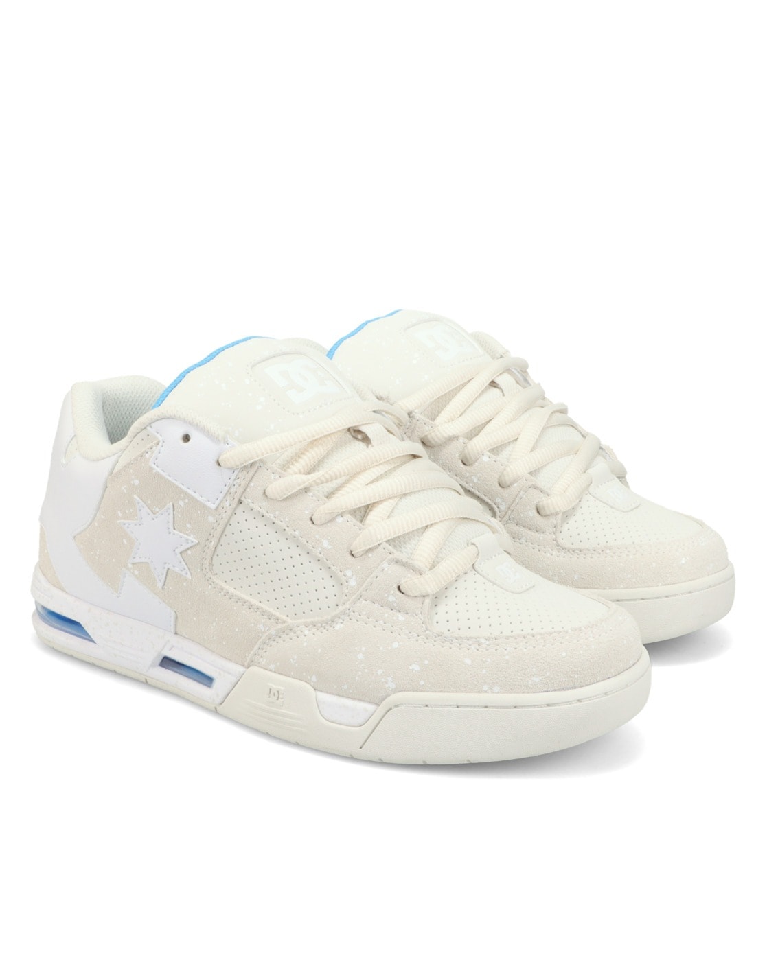 Sneaker DC SHOES "DC Command", Herren, Gr. 9(42), sanftes weiß, weiß, blau, Obermaterial:50.46% Leder, 49.54% Synthetikmaterial;, Schuhe Sneaker