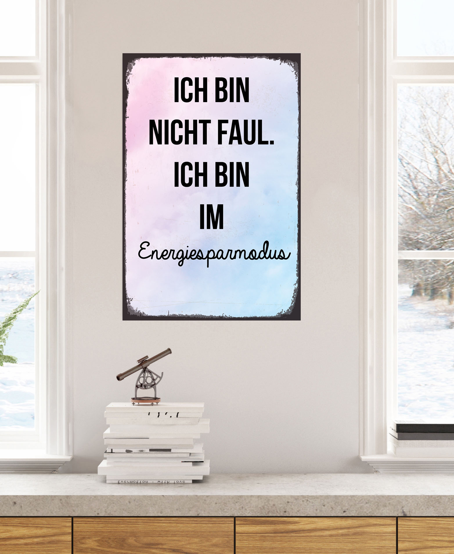 Metallbild QUEENCE "Energiesparmodus", rosa (farbe bild(er): rosa), B:20cm H:30cm, Metall, Stahl, Bilder, Stahlschilder Image