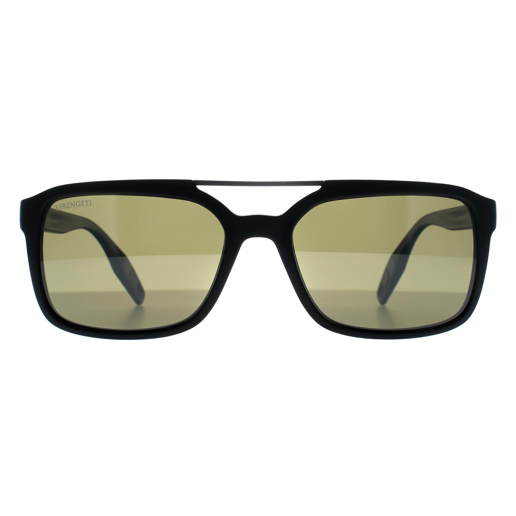 Serengeti Rectangle Herren Matt Schwarz Mineral Polarisiert 555nm Grün Photochromic Renzo