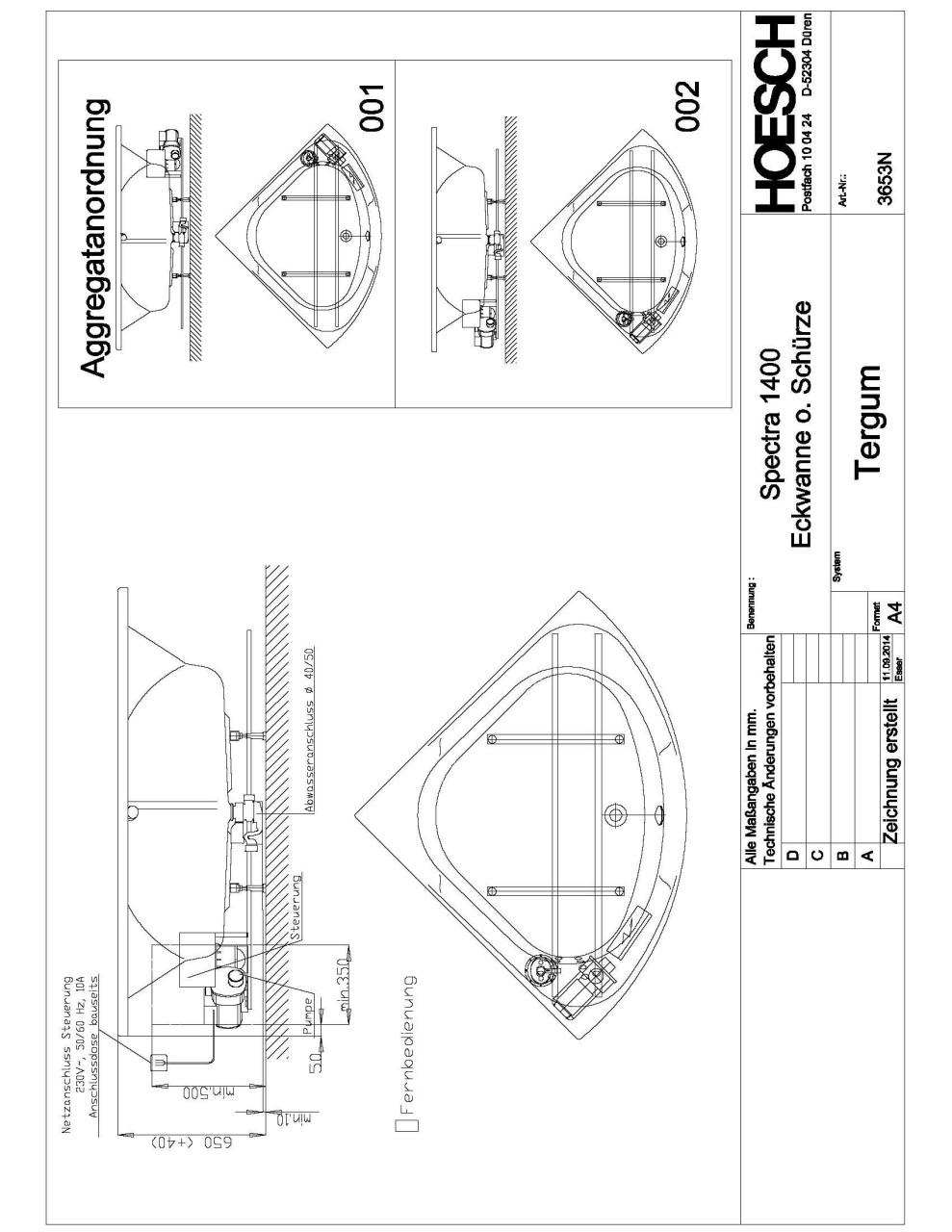 Hoesch Whirlwanne Spectra 3653 & Tergum Whirl, 3653N.010305002 Image