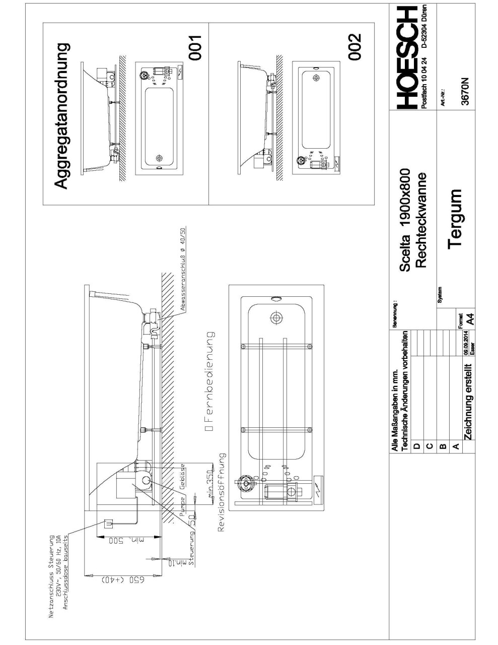Hoesch Whirlwanne Scelta 3670 & Tergum Whirl, 3670N.010305002 Image