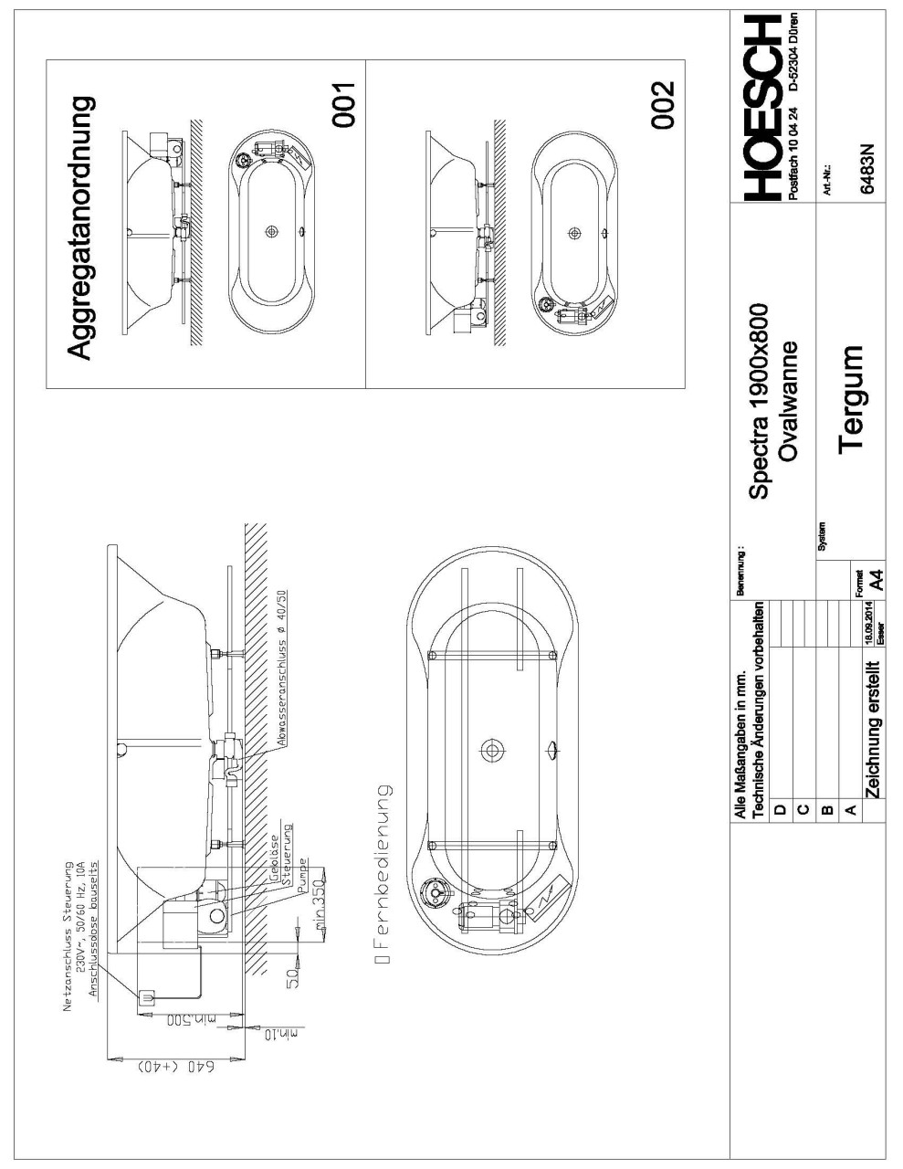 Hoesch Whirlwanne Spectra 6483 & Tergum Whirl, 6483N.010305002 Image