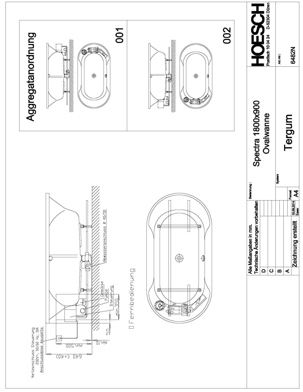 Hoesch Whirlwanne Spectra 6482 & Tergum Whirl, 6482N.010305001 Image