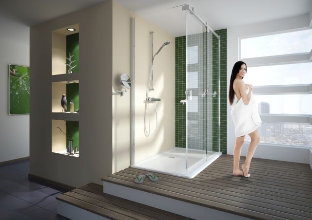 Hoesch Duschabtrennung Muna 1500x800 re. Eckversion, Everclean, Haltestange eloxal silber, 9228725.1 9228725.101401 Image