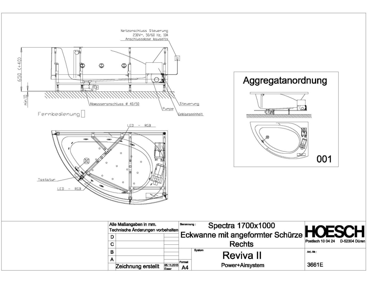 Hoesch Whirlwanne Spectra 3661 & Reviva II Power+ 3661E.010305001 Image