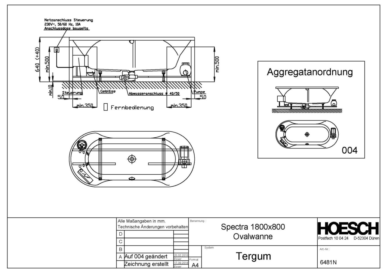 Hoesch Whirlwanne Spectra 6481 & Tergum Whirl, 6481N.010305002 Image