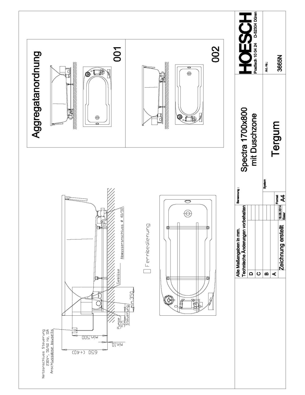 Hoesch Whirlwanne Spectra 3665 & Tergum Whirl, 3665N.010305001 Image