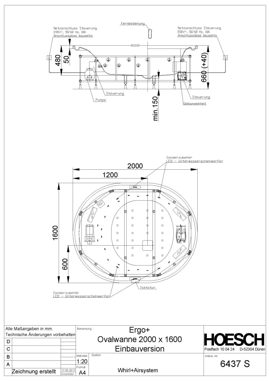 Hoesch Whirlwanne Ergo+ 6442 & Kombi-System, 6442S.010305552 Image