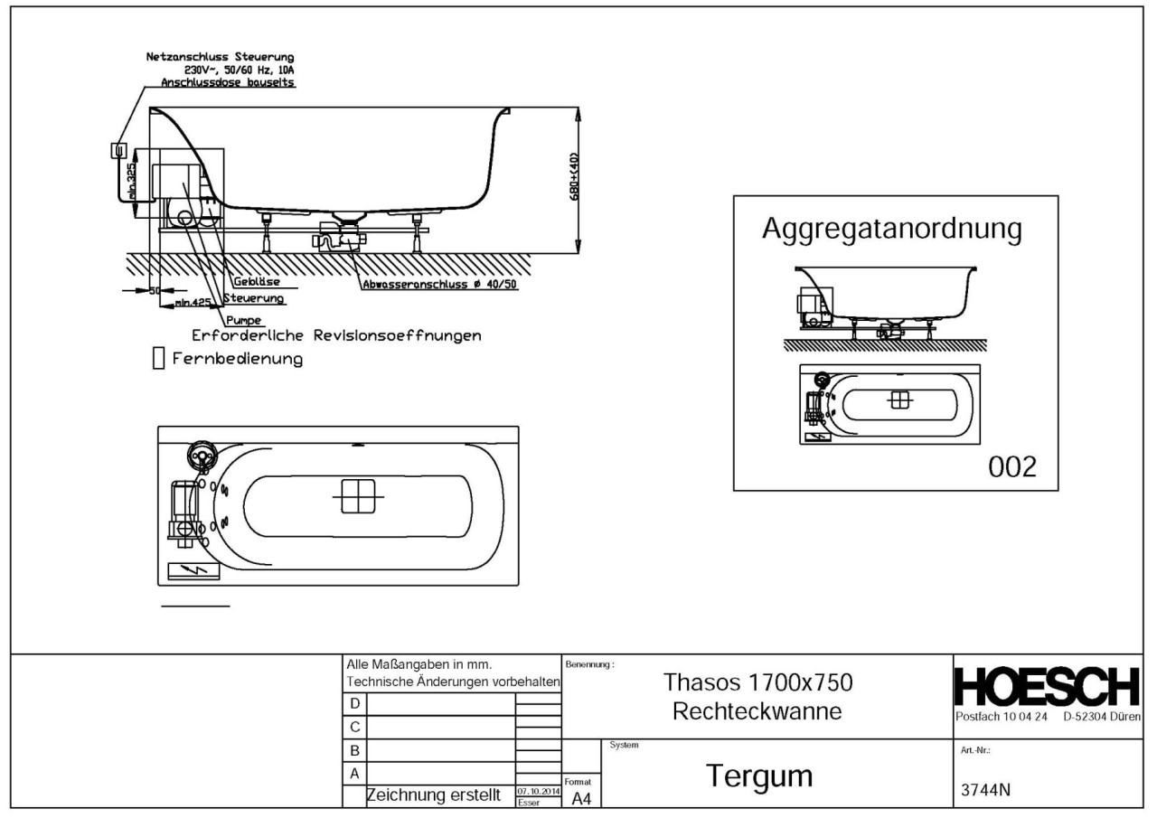 Hoesch Whirlwanne Thasos 3744 & Tergum Whirl, 3744N.010305002 Image