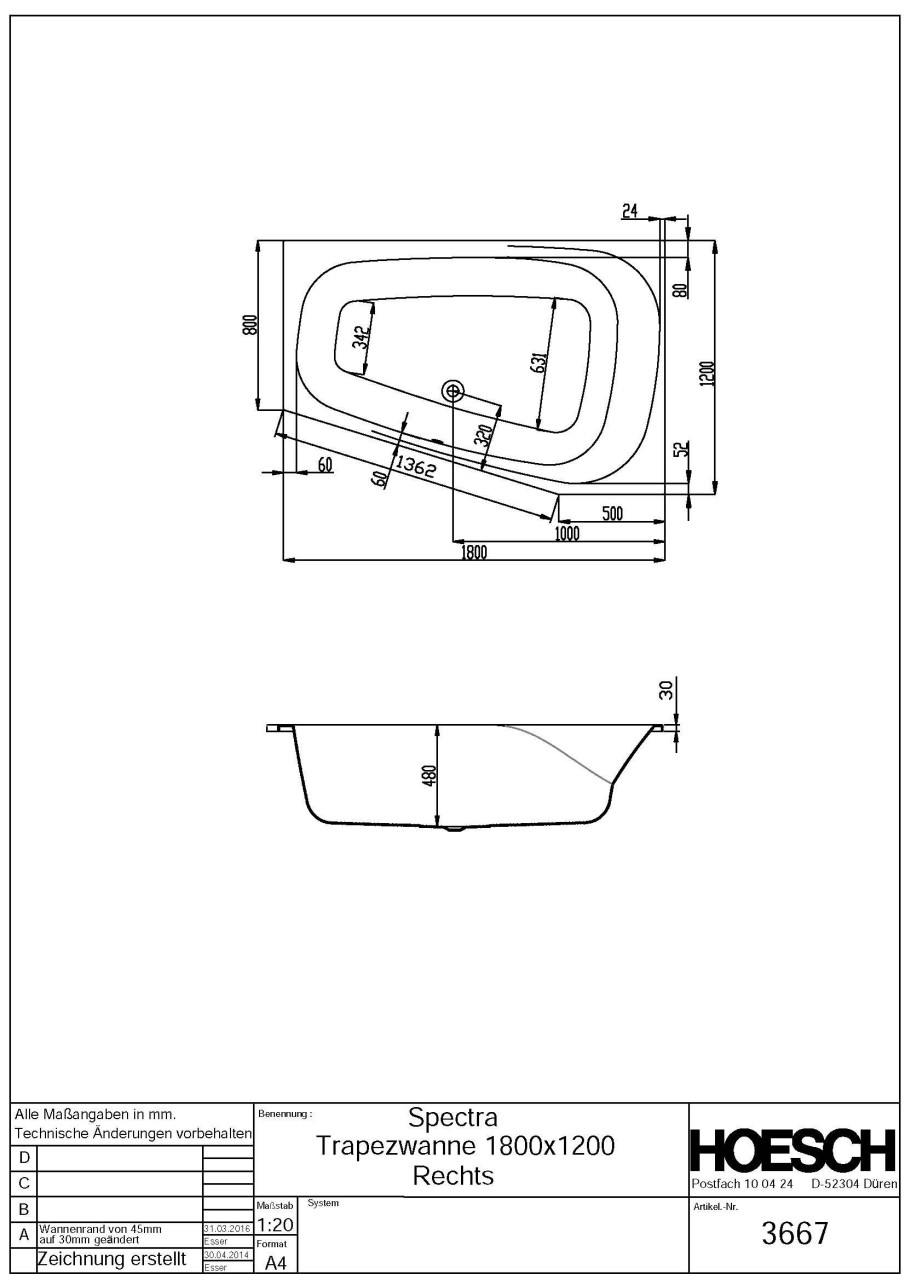 Hoesch Whirlpool Spectra 3667&Reviva II Power+ Air, weiß/verchromt/Motor rechts, 3667E.010305001 3667E.010305001 Image